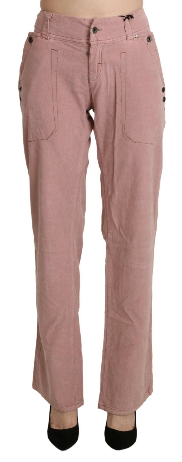 Ermanno Scervino Cotton Pink High Waist Straight Trouser Pants by Ermanno Scervino