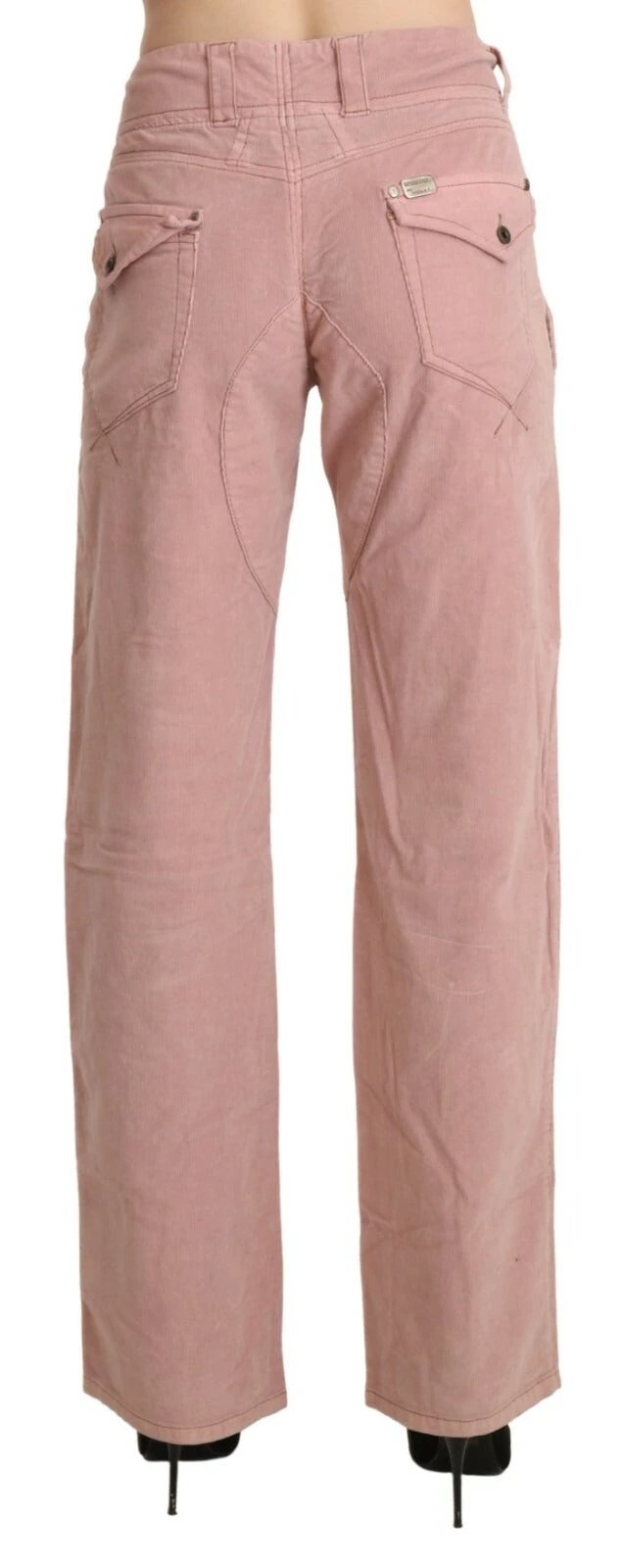 Ermanno Scervino Cotton Pink High Waist Straight Trouser Pants by Ermanno Scervino