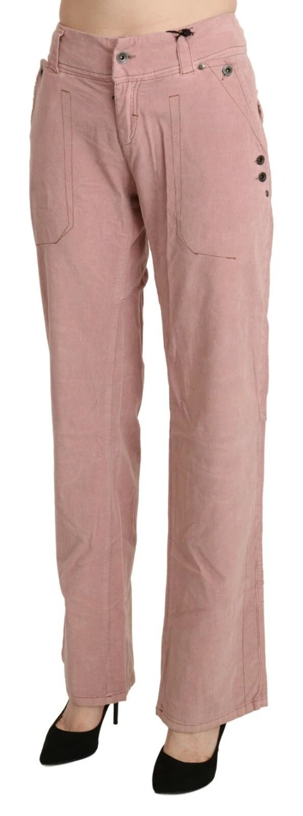 Ermanno Scervino Cotton Pink High Waist Straight Trouser Pants by Ermanno Scervino