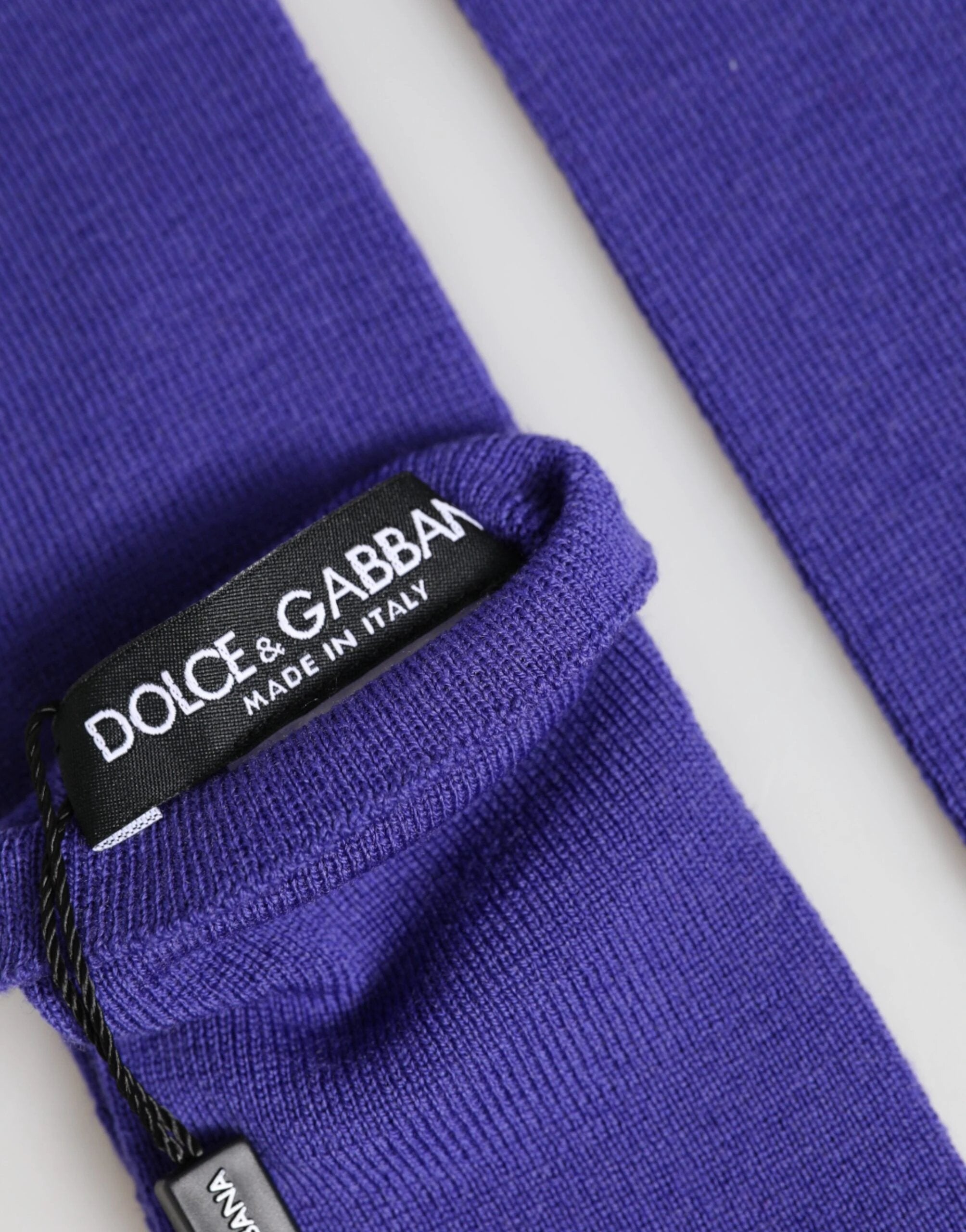Dolce & Gabbana Violet Wool Fingerless Elbow Length Mitten Gloves by Dolce & Gabbana