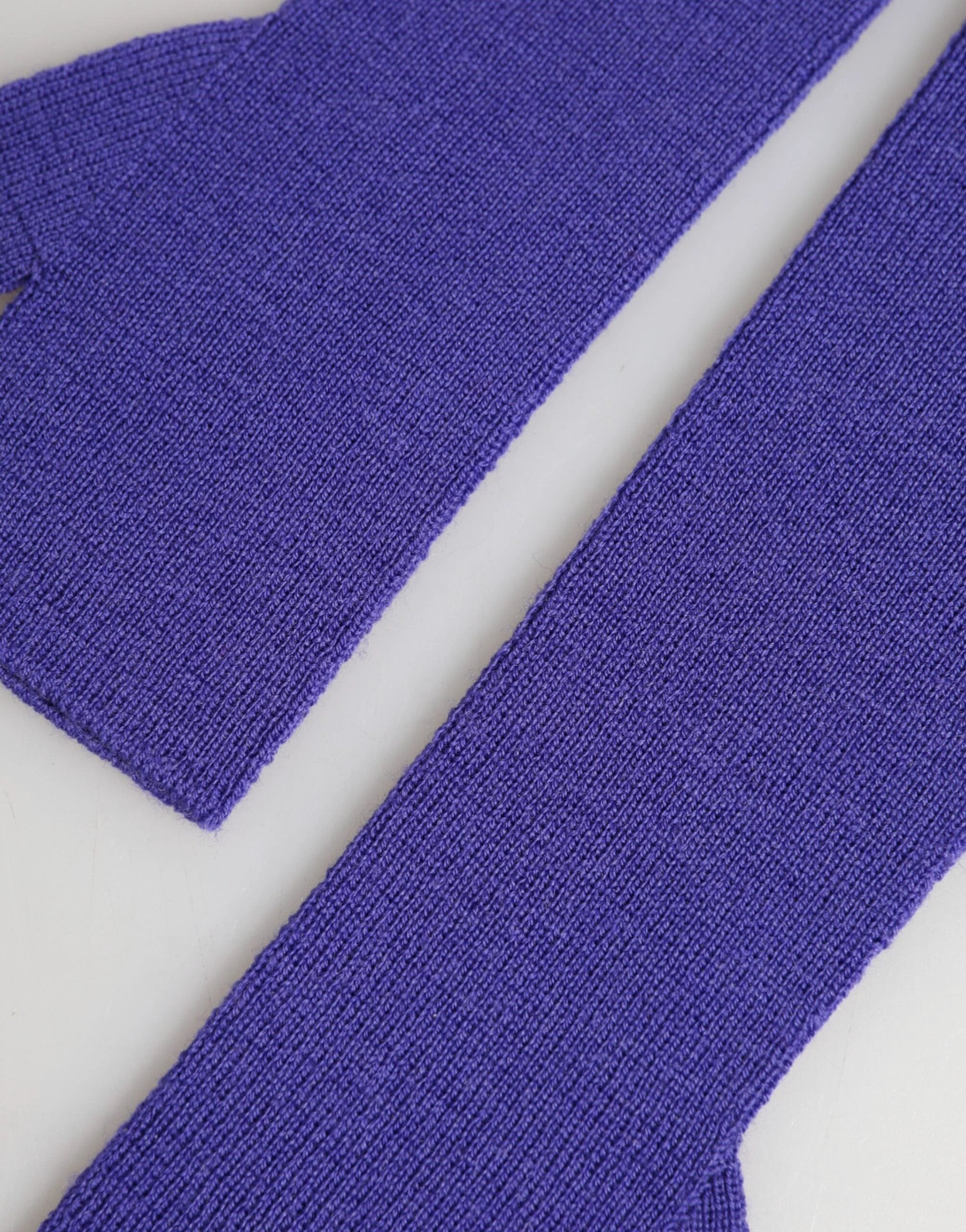 Dolce & Gabbana Violet Wool Fingerless Elbow Length Mitten Gloves by Dolce & Gabbana