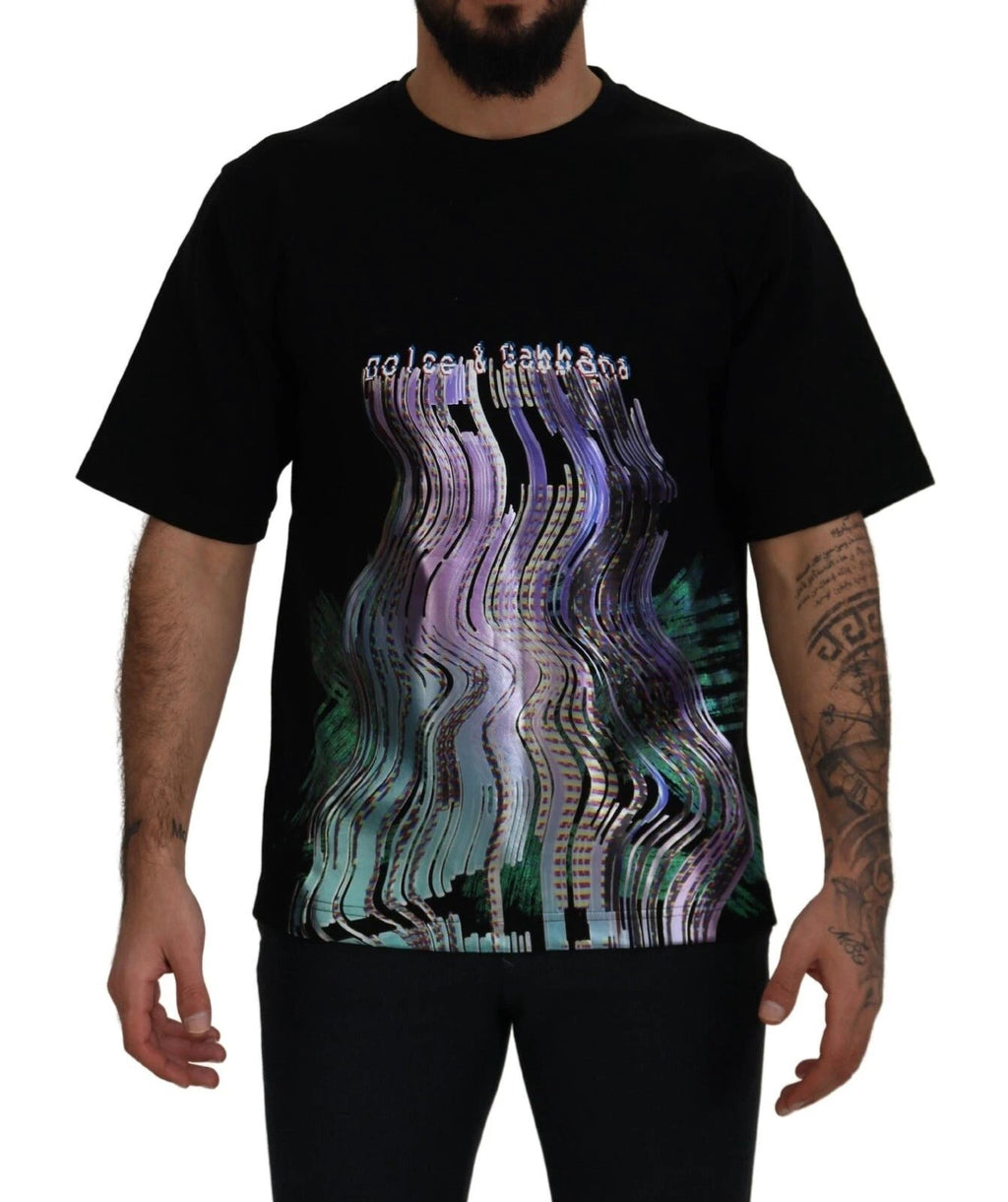 Dolce & Gabbana Cotton Black Printed Crewneck Tee T-shirt by Dolce & Gabbana