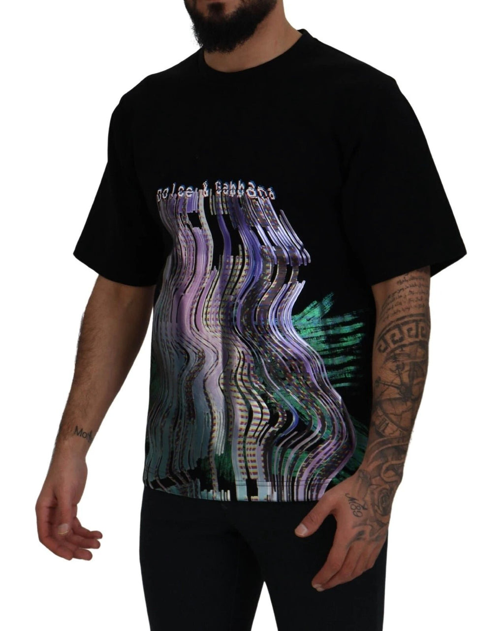 Dolce & Gabbana Cotton Black Printed Crewneck Tee T-shirt by Dolce & Gabbana