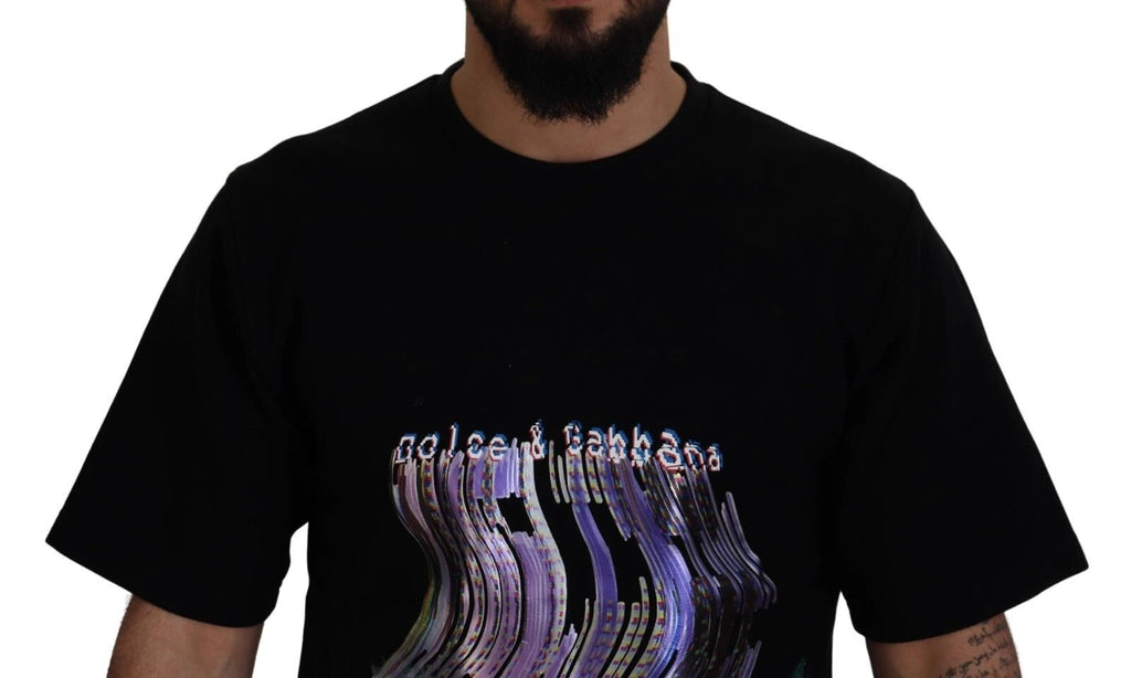 Dolce & Gabbana Cotton Black Printed Crewneck Tee T-shirt by Dolce & Gabbana