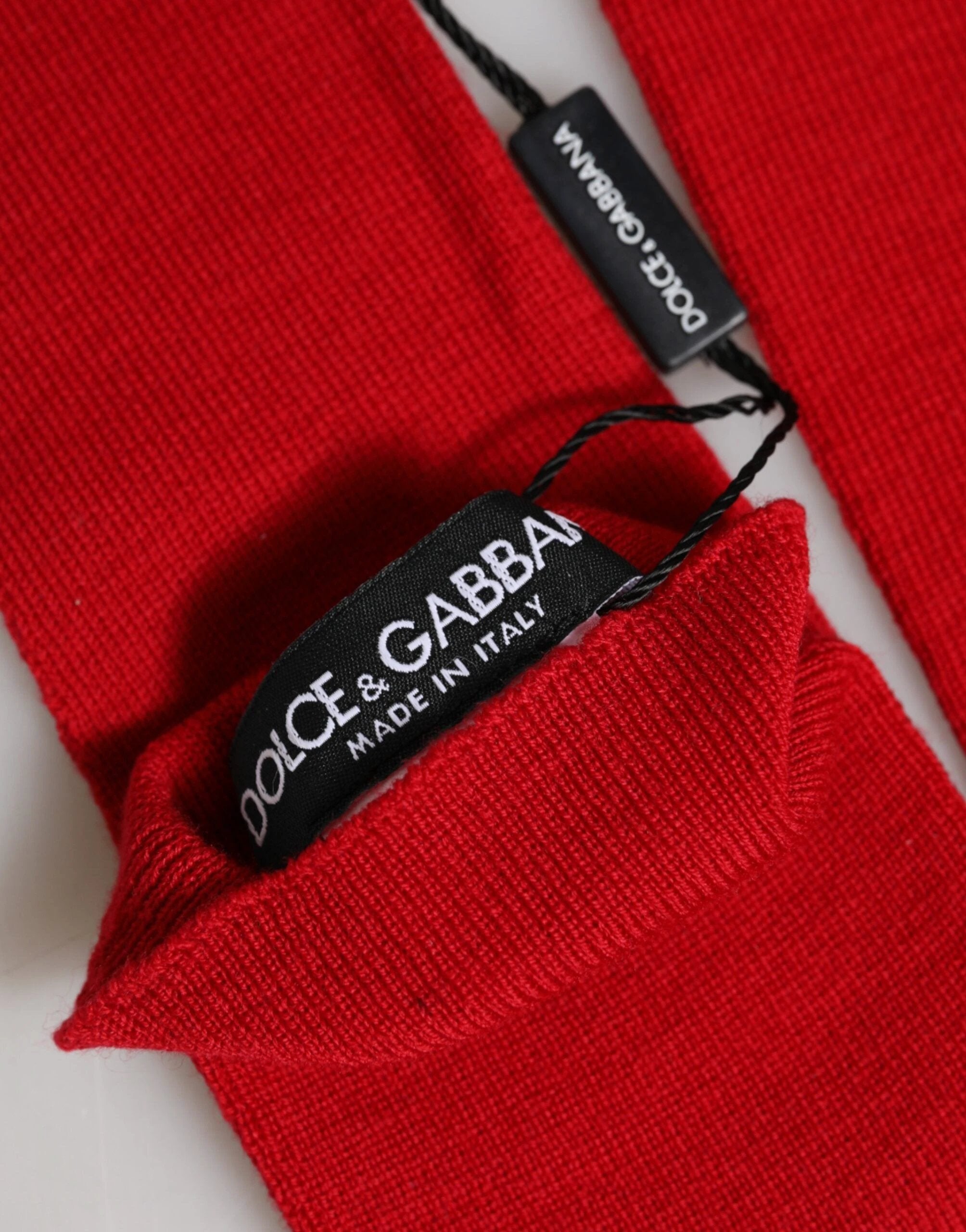 Dolce & Gabbana Red Wool Knitted Fingerless Elbow One Length Gloves by Dolce & Gabbana