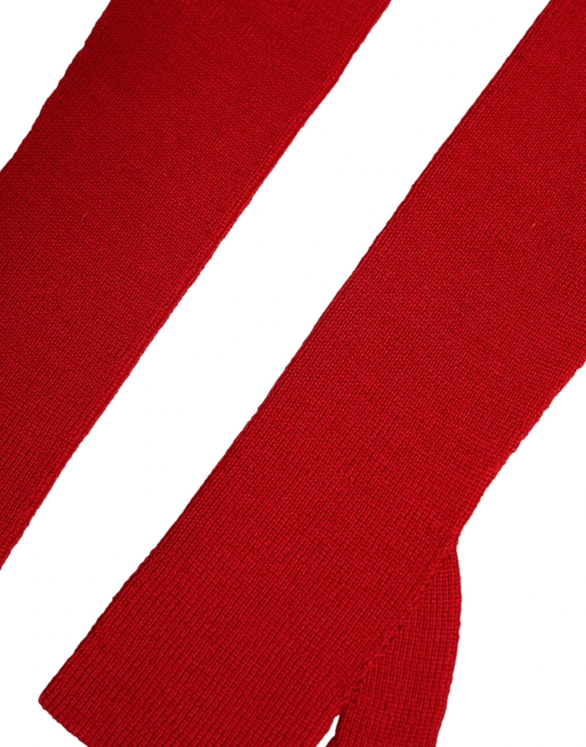 Dolce & Gabbana Red Wool Knitted Fingerless Elbow One Length Gloves by Dolce & Gabbana