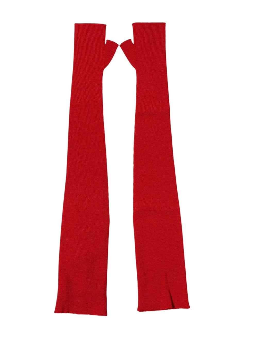 Dolce & Gabbana Red Wool Knitted Fingerless Elbow One Length Gloves by Dolce & Gabbana