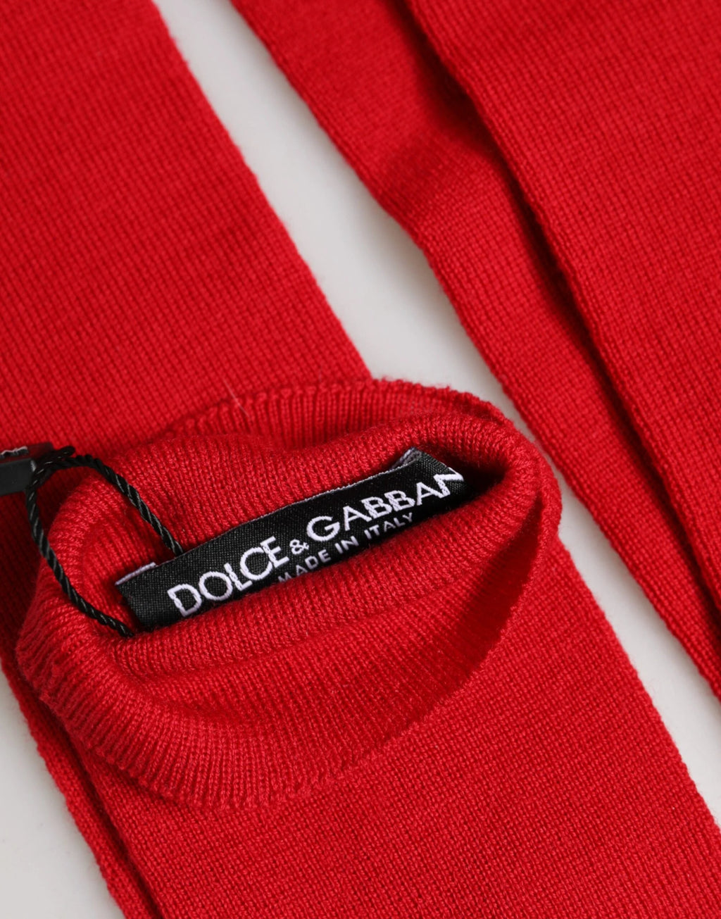 Dolce & Gabbana Red Wool Fingerless Elbow Length Mitten Gloves by Dolce & Gabbana