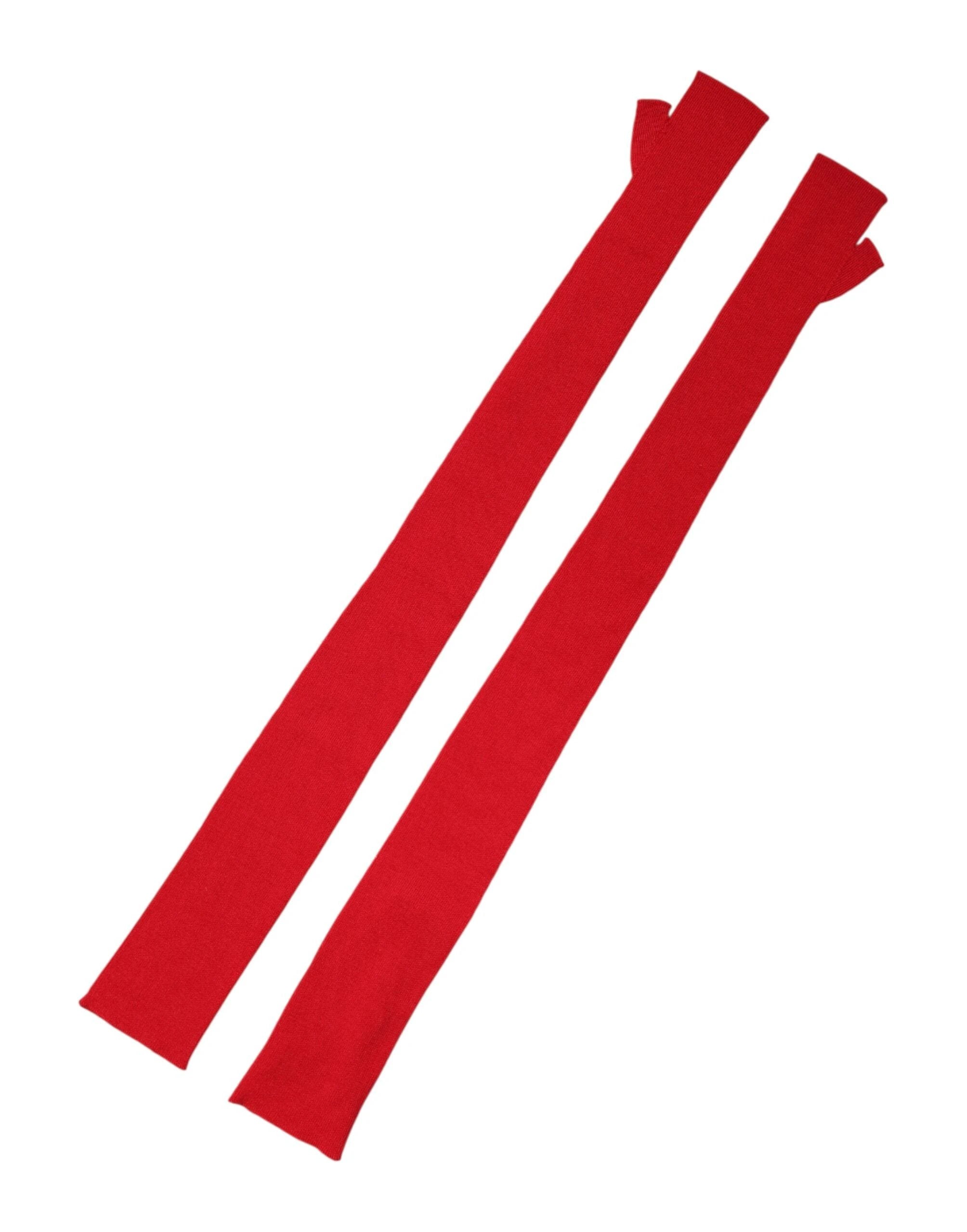 Dolce & Gabbana Red Wool Fingerless Elbow Length Mitten Gloves by Dolce & Gabbana