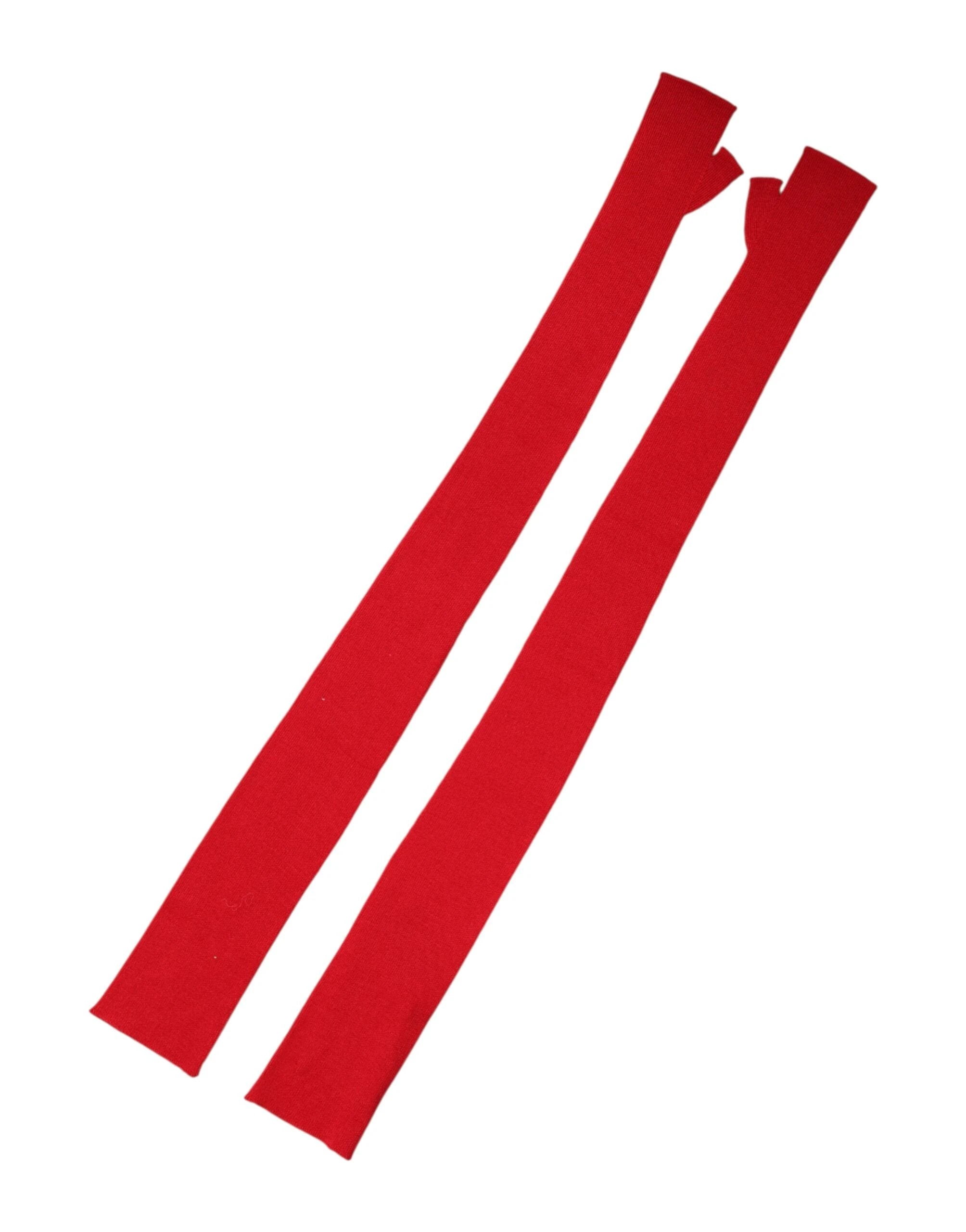 Dolce & Gabbana Red Wool Fingerless Elbow Length Mitten Gloves by Dolce & Gabbana