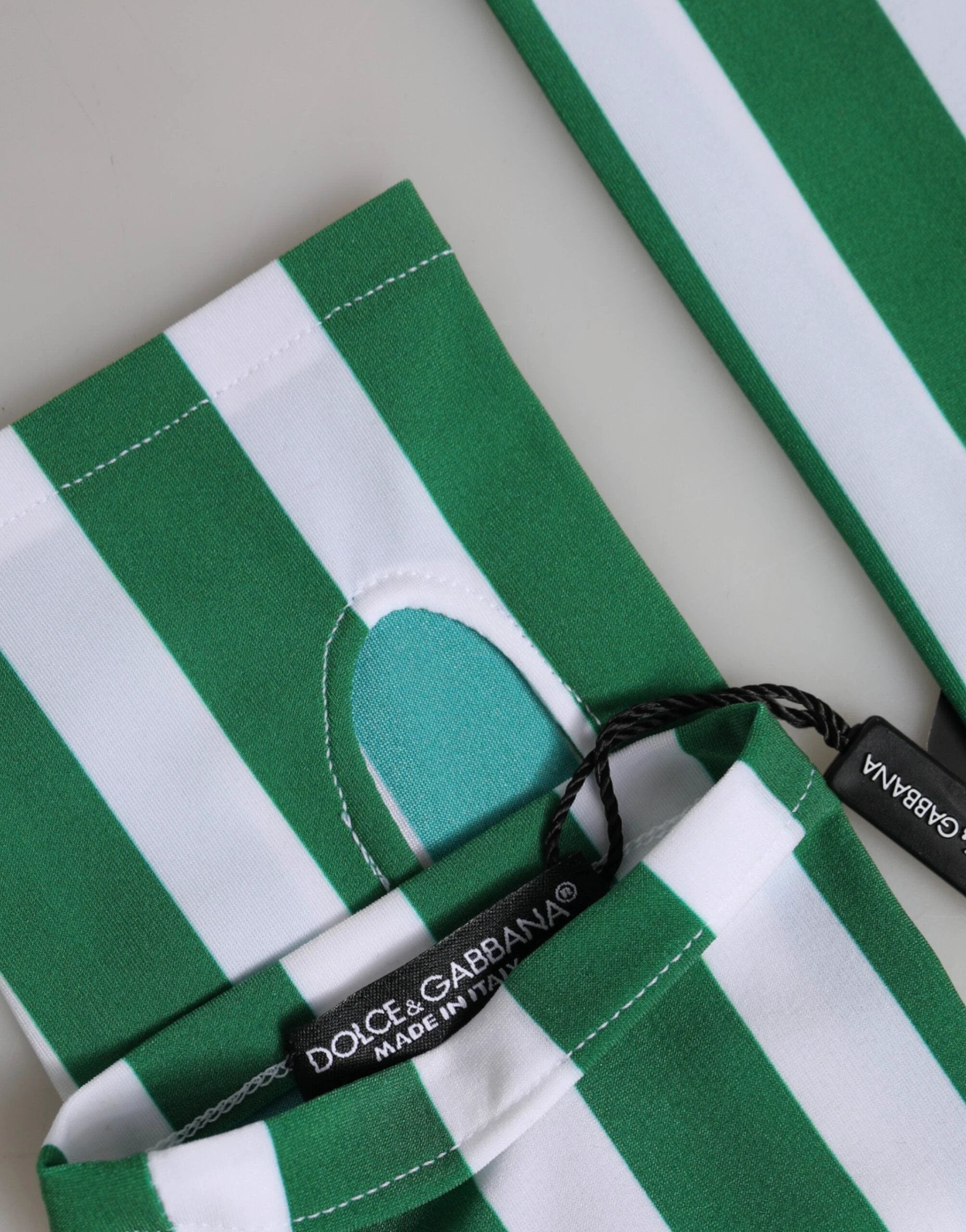 Dolce & Gabbana Green White Nylon Fingerless Wrist Length Gloves by Dolce & Gabbana