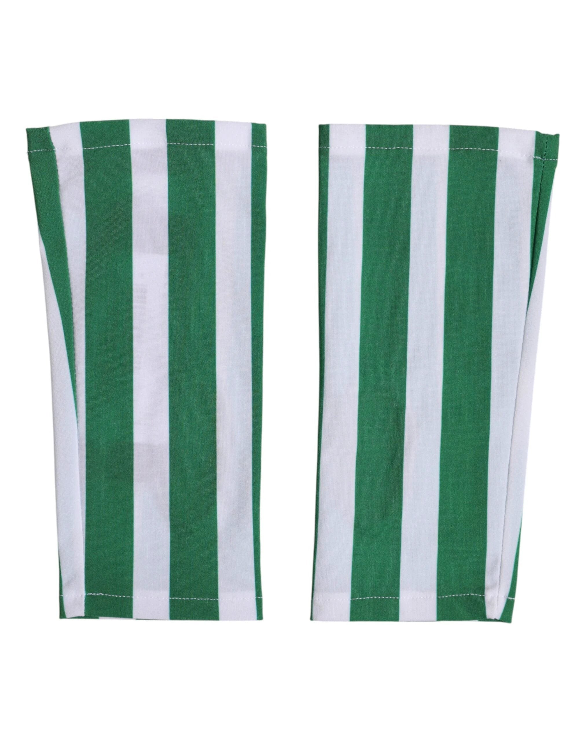 Dolce & Gabbana Green White Nylon Fingerless Wrist Length Gloves by Dolce & Gabbana