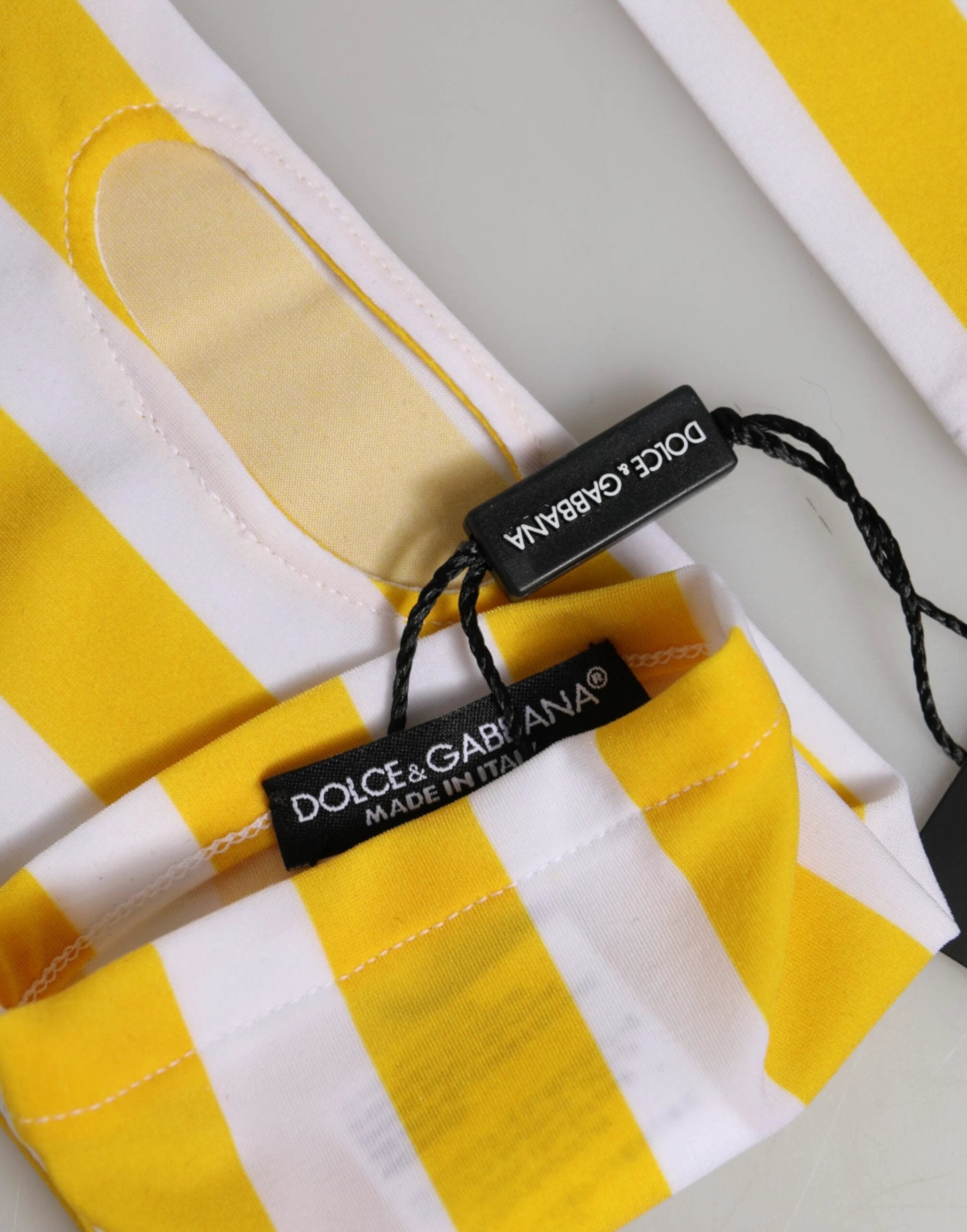 Dolce & Gabbana Yellow White Nylon Fingerless Wrist Length Gloves by Dolce & Gabbana