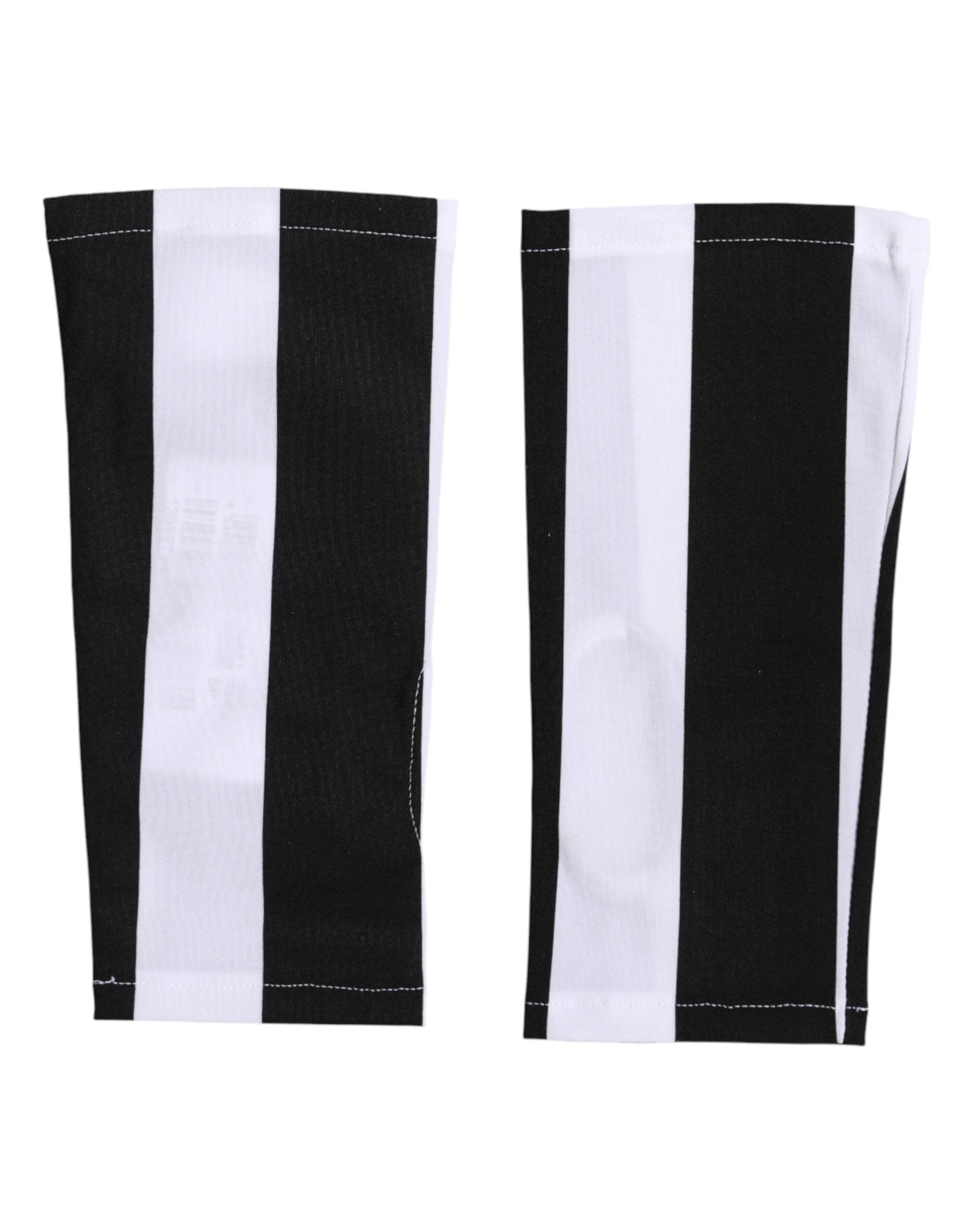Dolce & Gabbana Black White Nylon Fingerless Wrist Length Gloves by Dolce & Gabbana