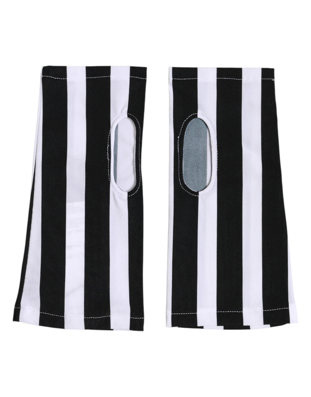 Dolce & Gabbana Black White Nylon Fingerless Wrist Length Gloves by Dolce & Gabbana