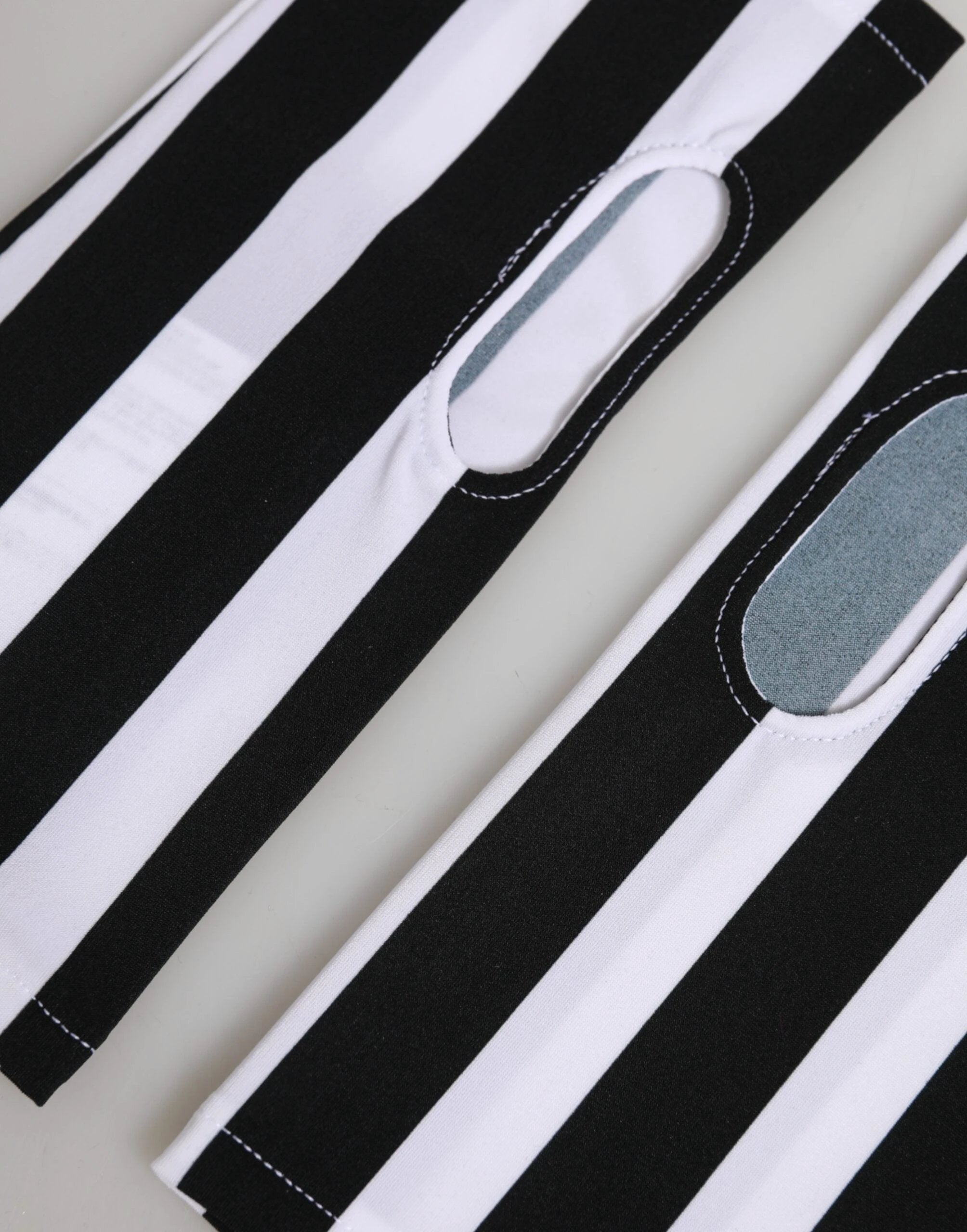 Dolce & Gabbana Black White Nylon Fingerless Wrist Length Gloves by Dolce & Gabbana