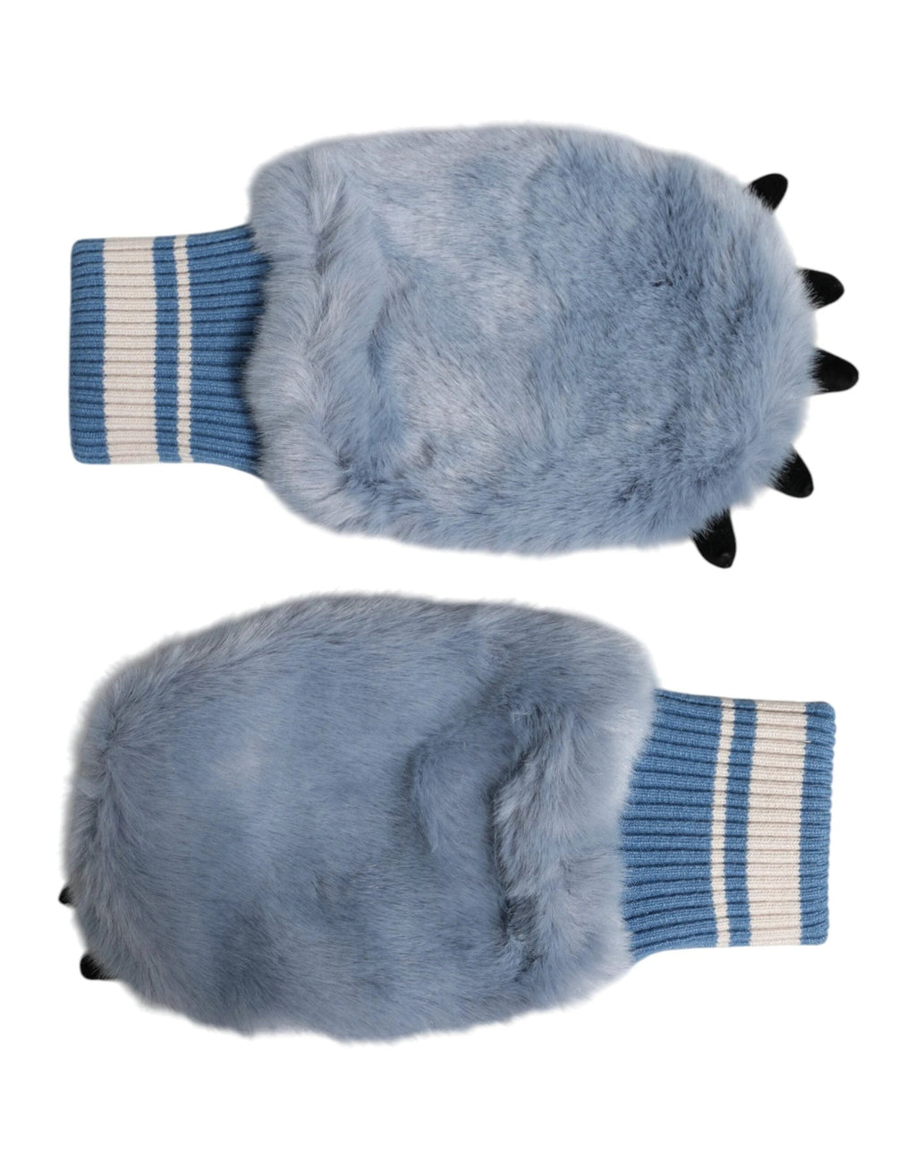 Dolce & Gabbana Blue Acrylic Knitted Fur Wrist Mitten Gloves by Dolce & Gabbana