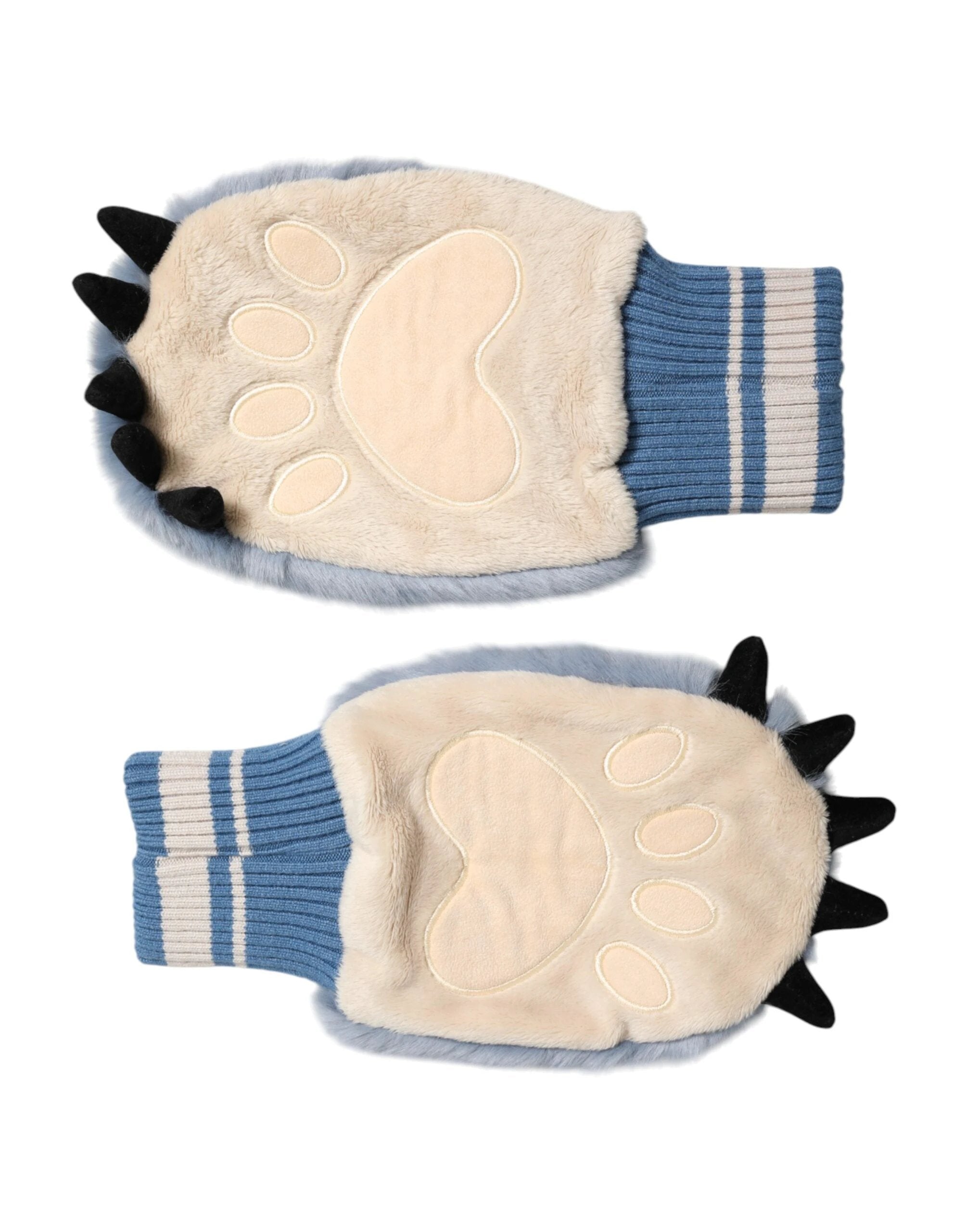Dolce & Gabbana Blue Acrylic Knitted Fur Wrist Mitten Gloves by Dolce & Gabbana