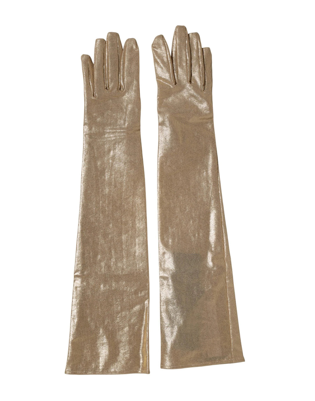 Dolce & Gabbana Beige Nylon Long Elbow Length Mitten Gloves by Dolce & Gabbana