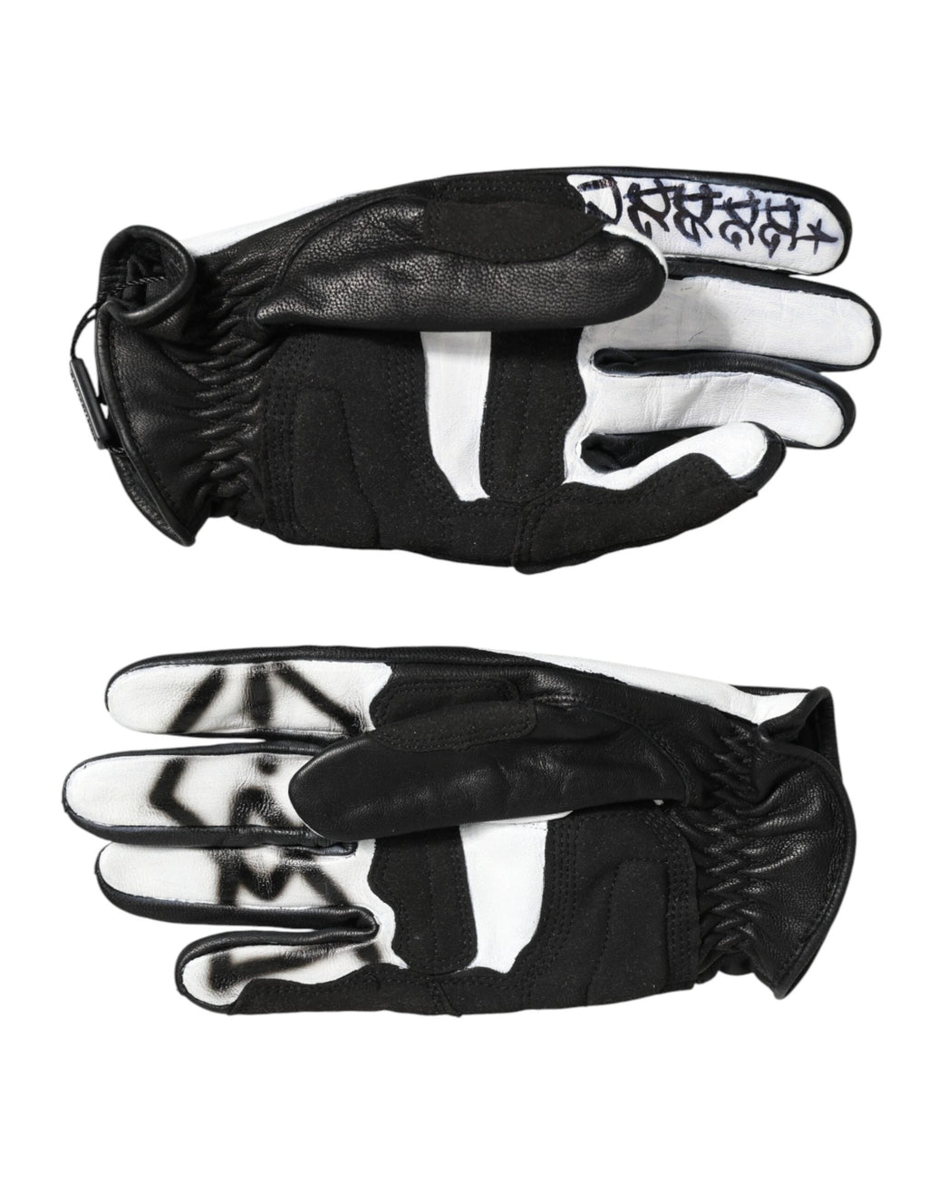 Dolce & Gabbana Gloves Black White Crystal Wrist Length Mitten Gloves by Dolce & Gabbana