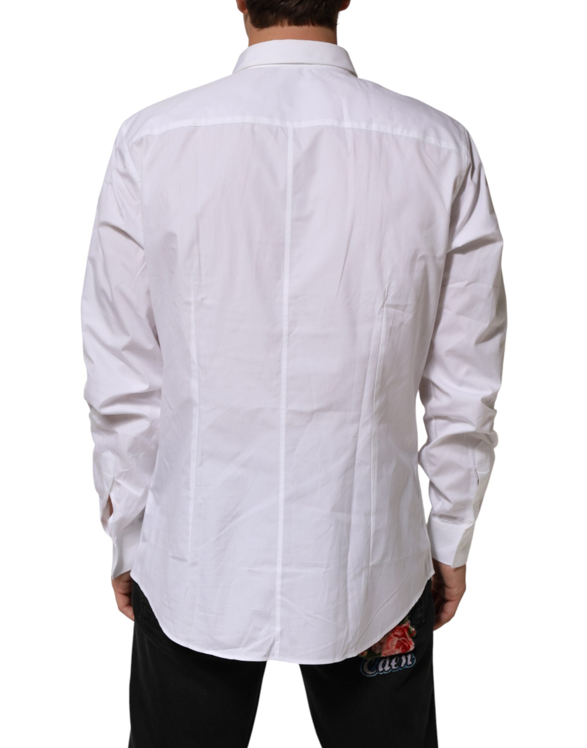 Chemise habillée Dolce &amp; Gabbana blanche en coton à col et manches longues pour homme