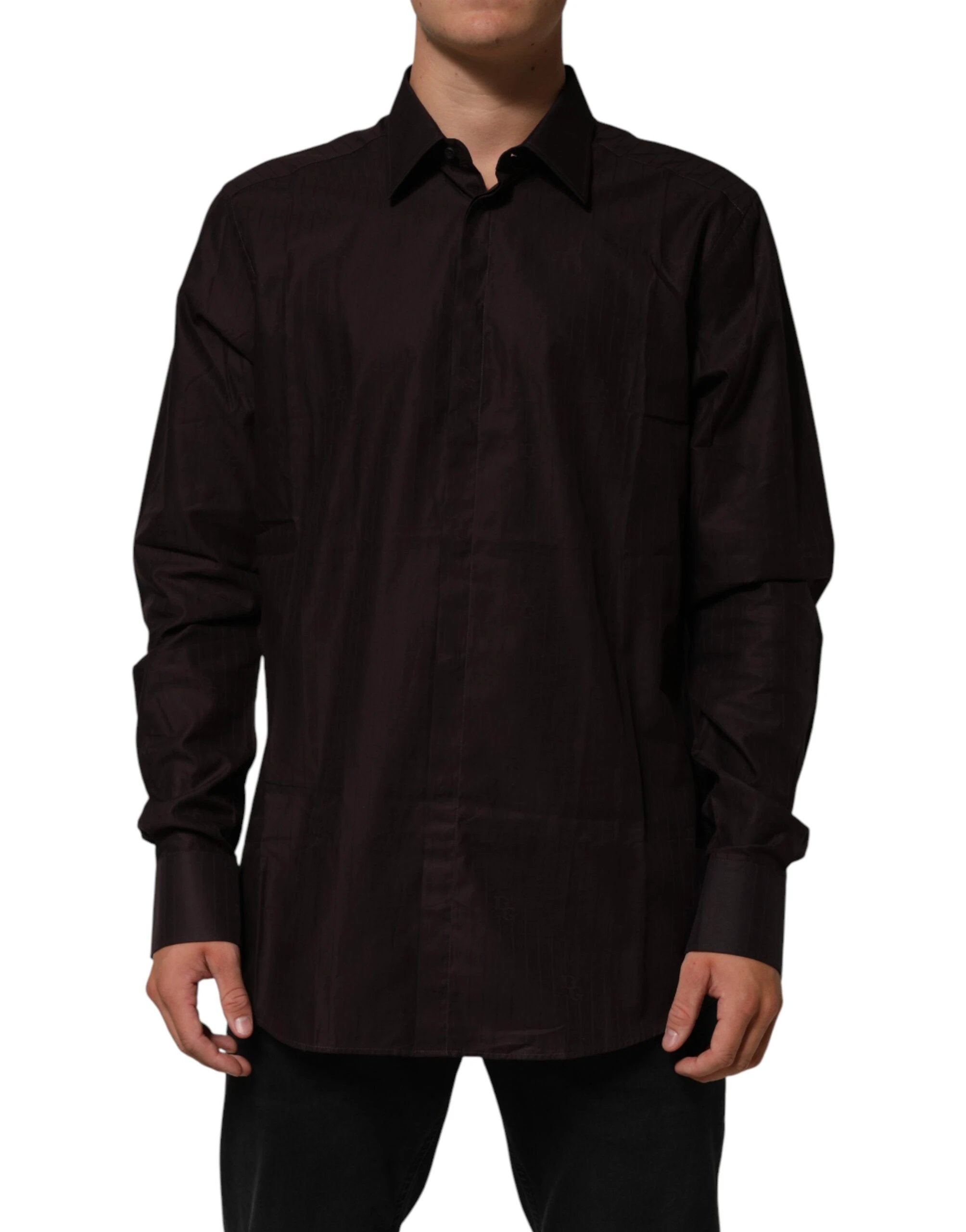 Dolce & Gabbana Brown Cotton LongSleeve MARTINI Dress Shirt by Dolce & Gabbana
