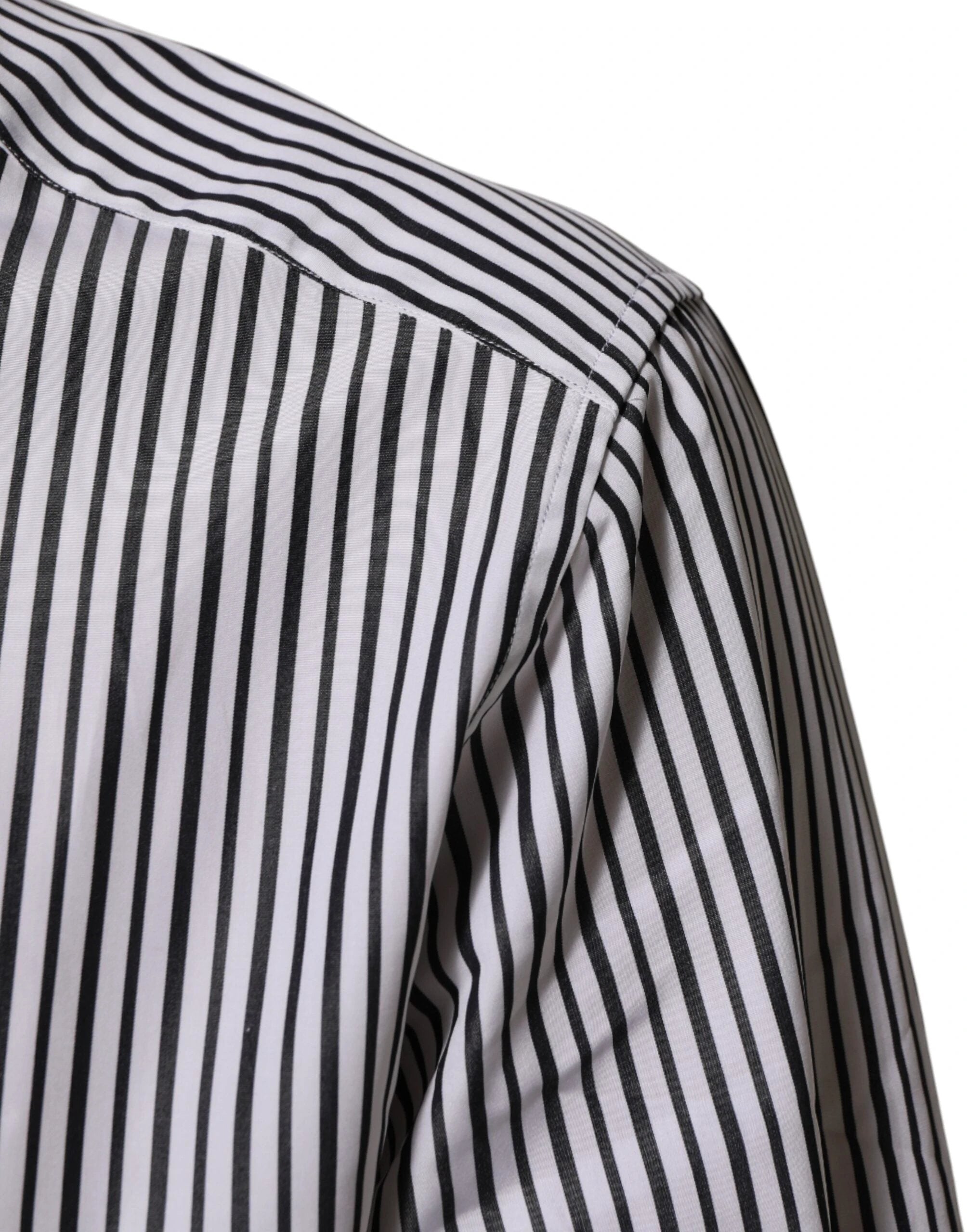 Dolce & Gabbana Black White Stripes Men GOLD Dress Shirt by Dolce & Gabbana