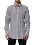 Dolce & Gabbana Black White Stripes Men GOLD Dress Shirt by Dolce & Gabbana
