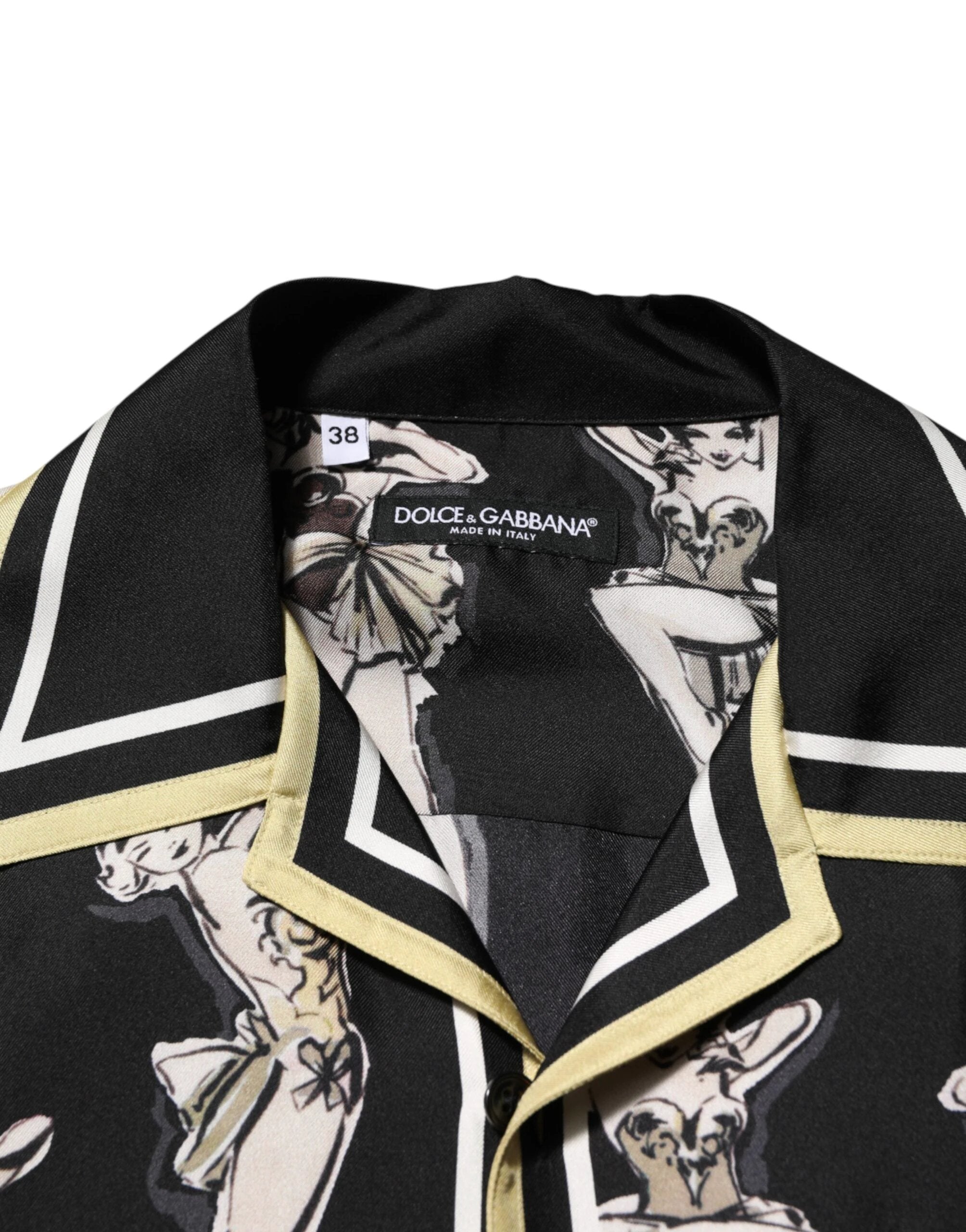 Dolce & Gabbana Black Silk Pin Up Printed Button Down Shirt by Dolce & Gabbana