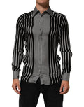 Dolce & Gabbana Black White Stripes Men MARTINI Dress Shirt by Dolce & Gabbana