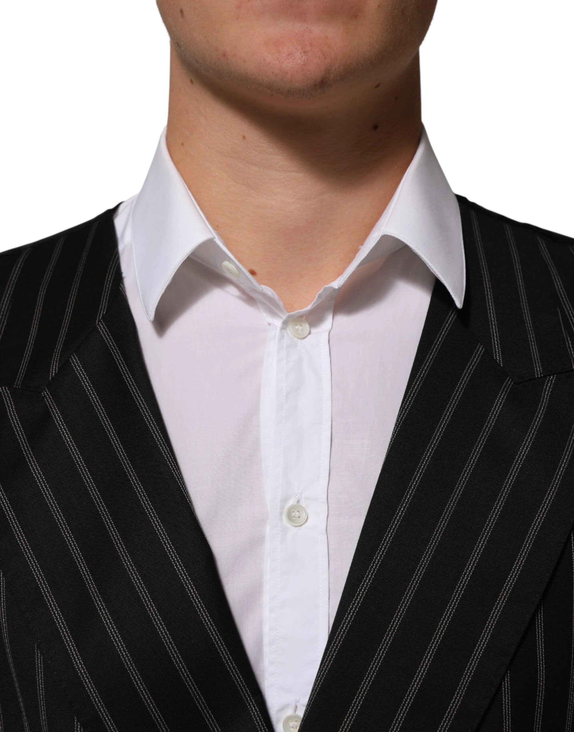 Dolce & Gabbana Black Stripes Wool Dress Men Waistcoat Vest by Dolce & Gabbana