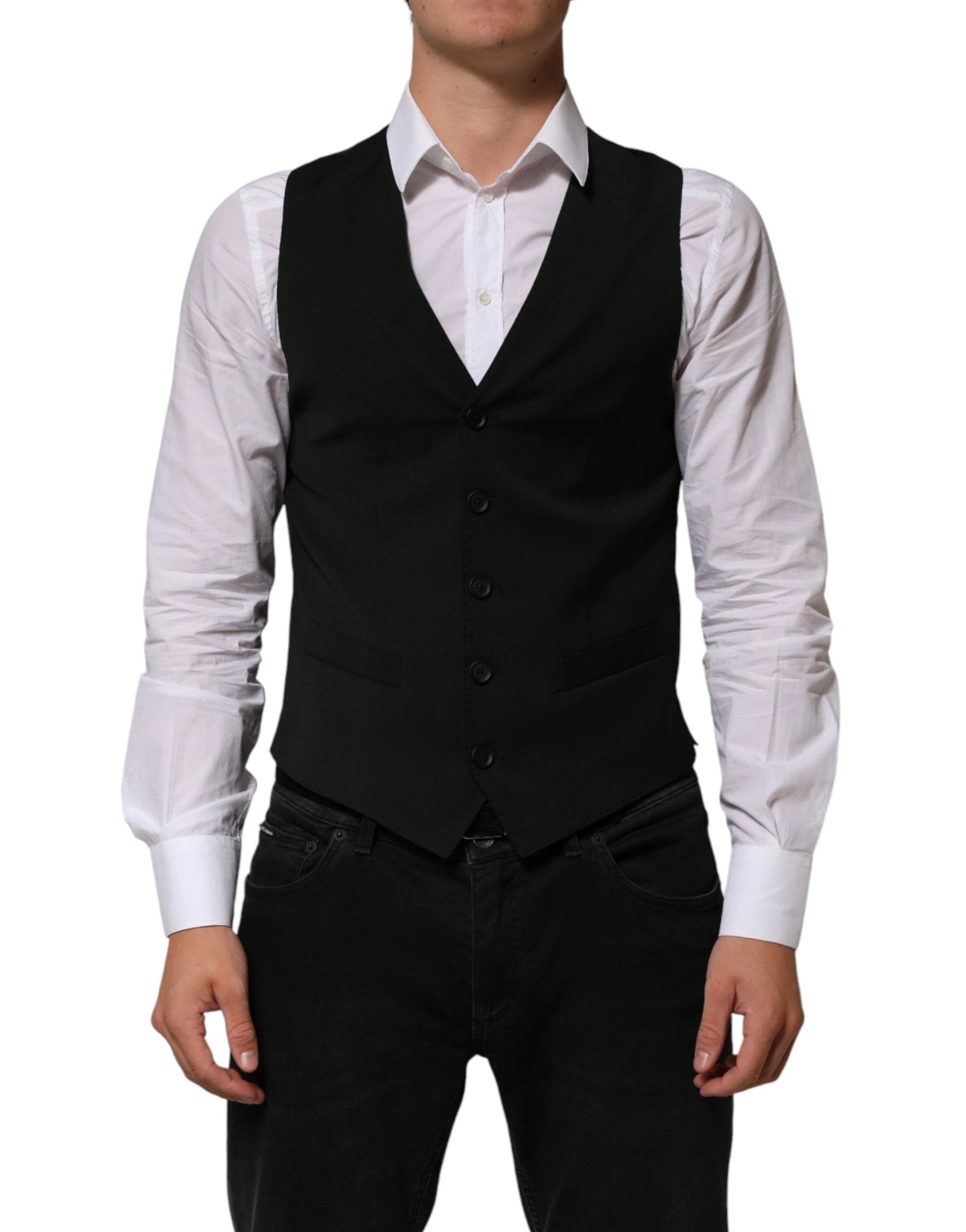 Dolce & Gabbana Black Polyester Dress Formal Waistcoat Vest by Dolce & Gabbana
