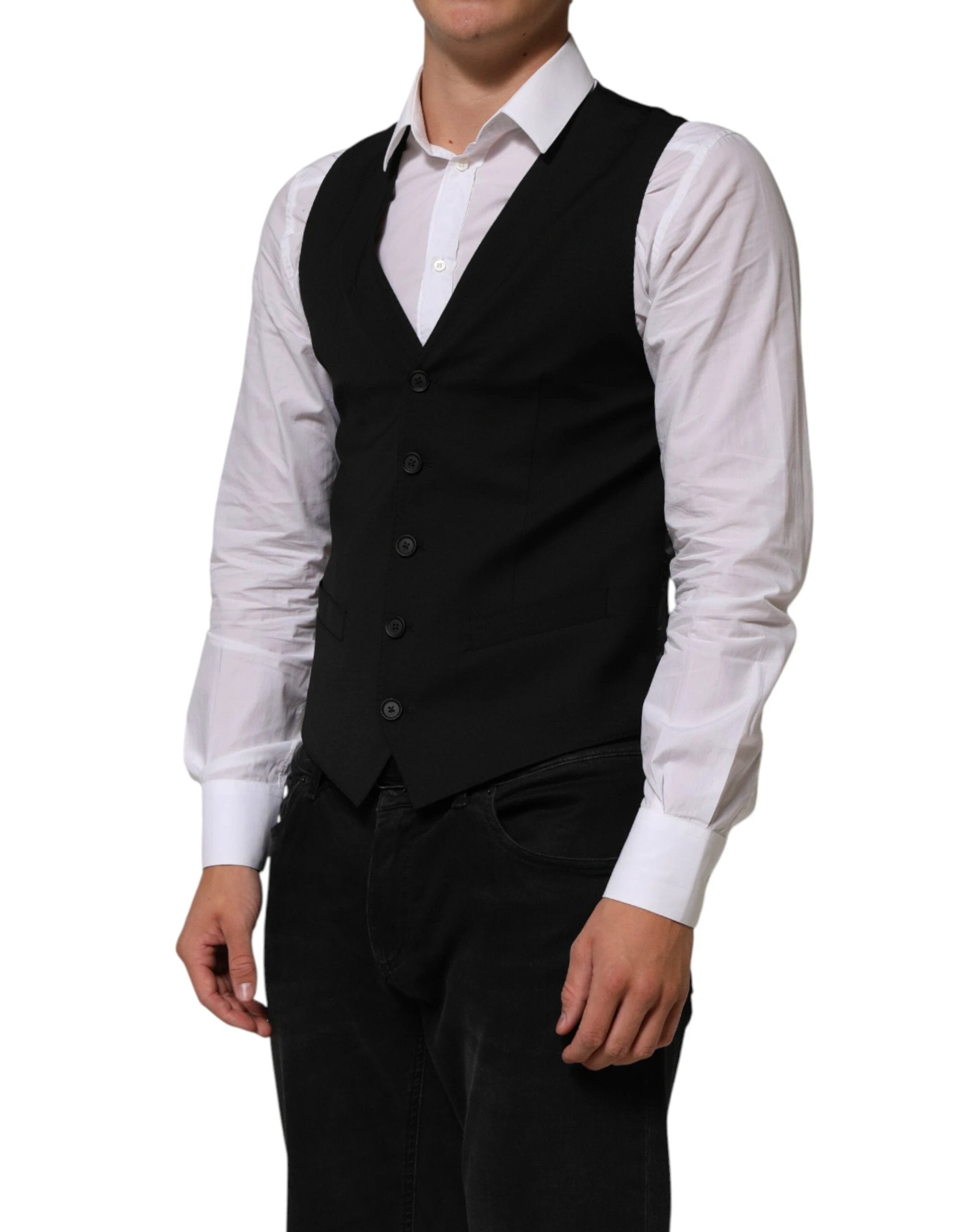 Dolce & Gabbana Black Polyester Dress Formal Waistcoat Vest by Dolce & Gabbana