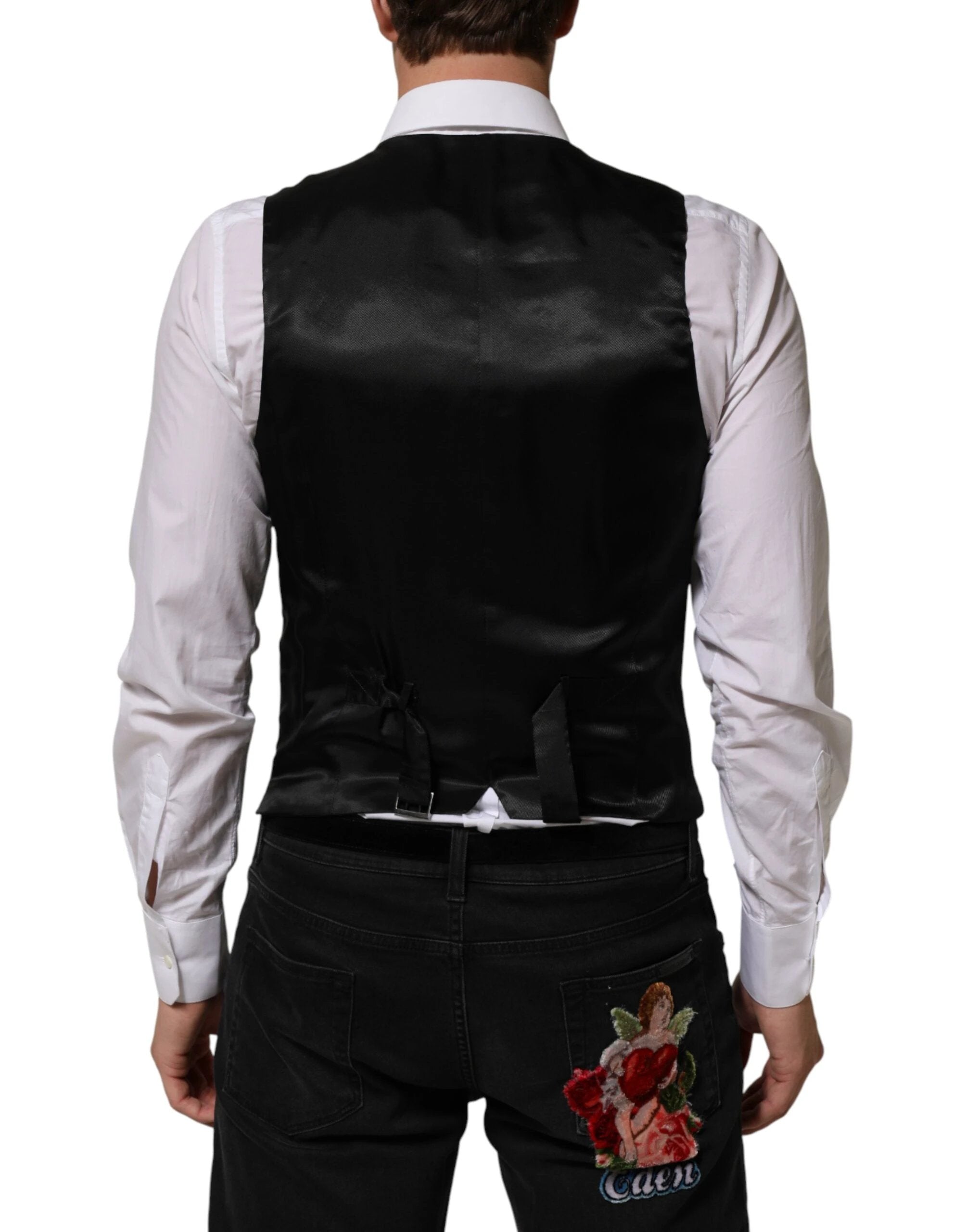 Dolce & Gabbana Black Polyester Dress Formal Waistcoat Vest by Dolce & Gabbana