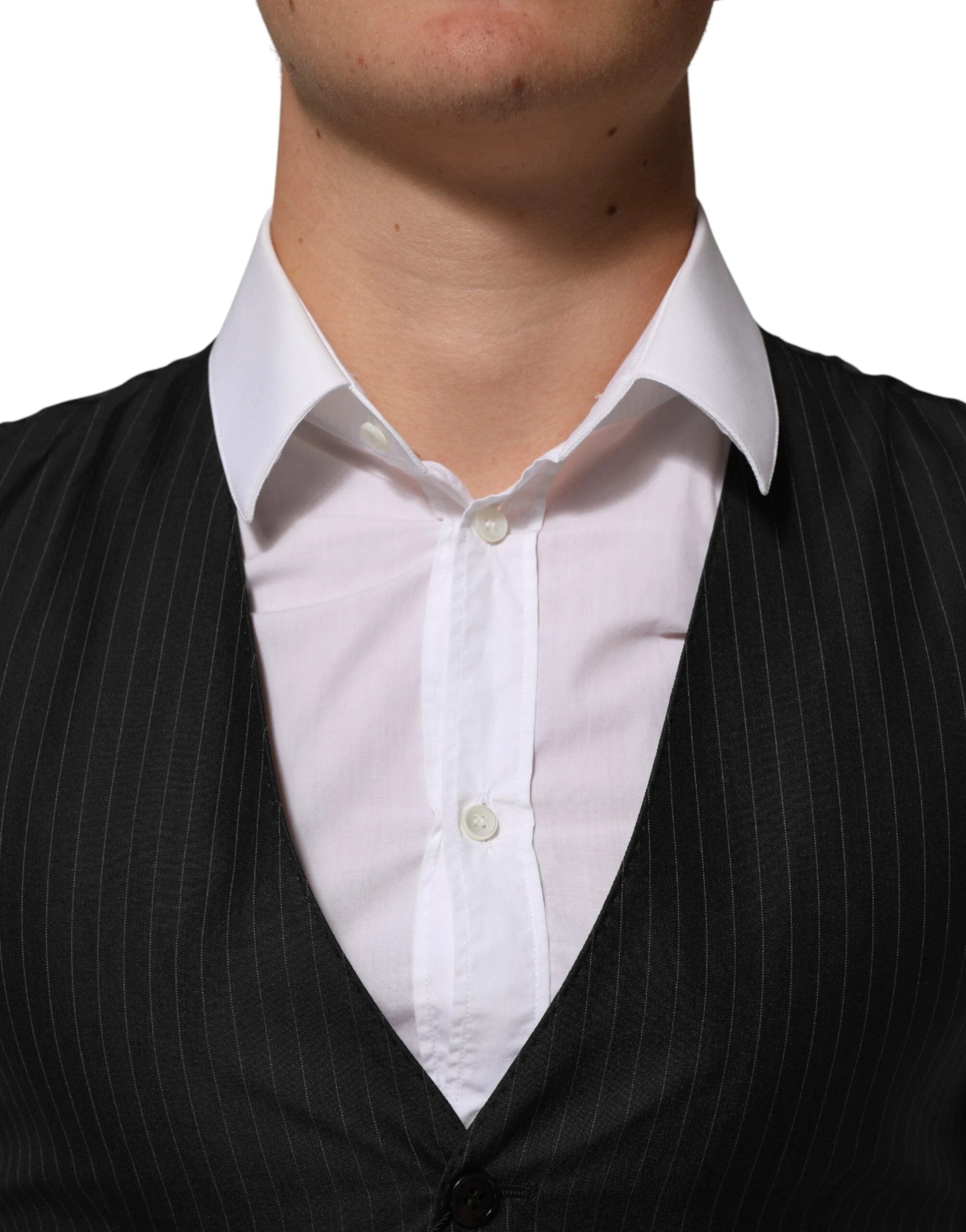 Dolce & Gabbana Black Wool Men Dress Formal Waistcoat Vest by Dolce & Gabbana