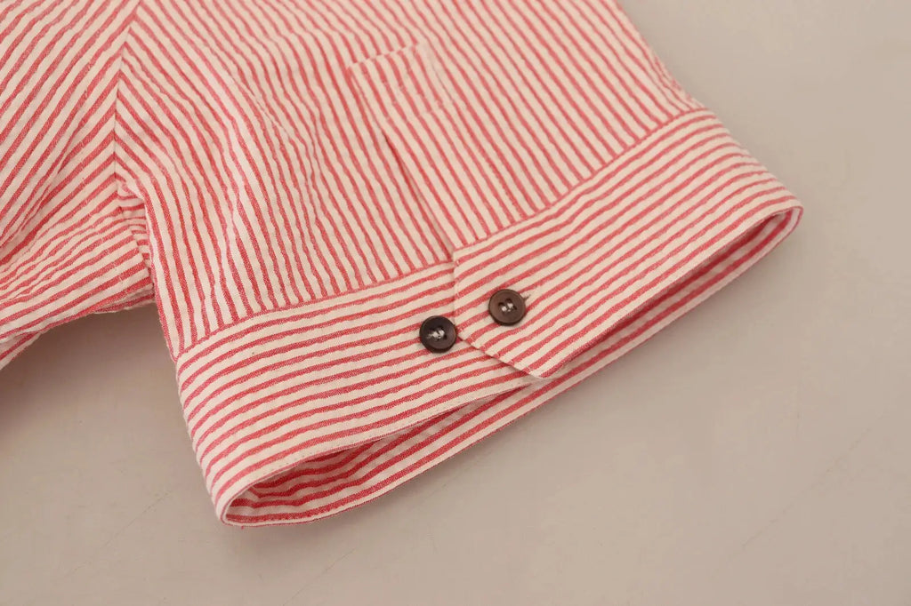 Chemise à manches courtes en coton rayé rouge et blanc Dolce &amp; Gabbana