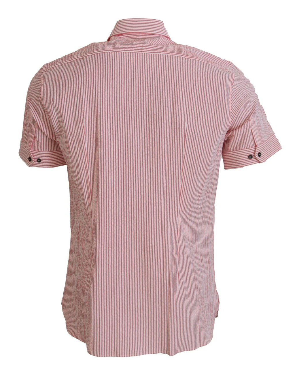Dolce & Gabbana Red White Striped Cotton Short Sleeve Shirt by Dolce & Gabbana