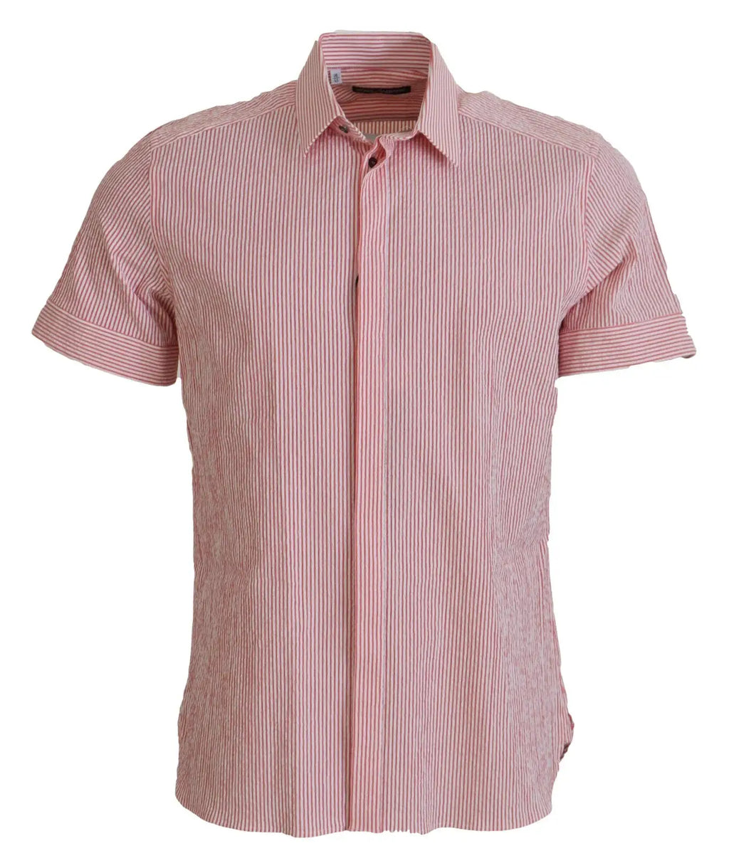 Chemise à manches courtes en coton rayé rouge et blanc Dolce &amp; Gabbana
