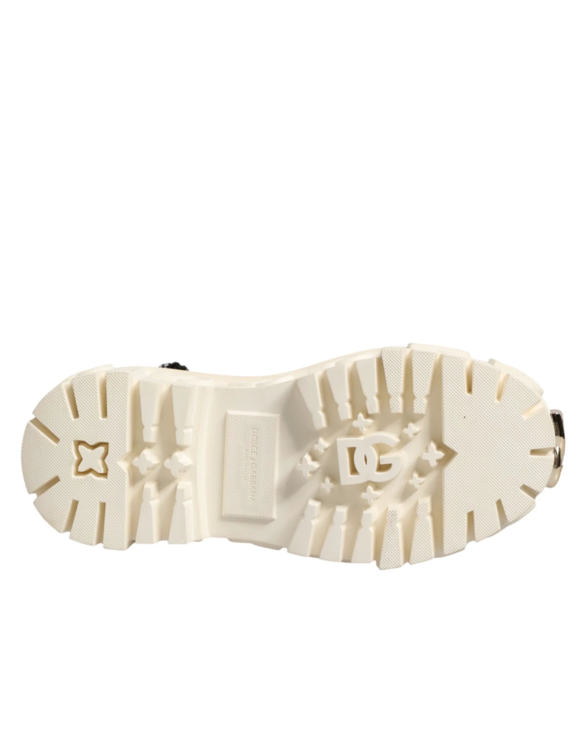 Dolce & Gabbana White Leather Rubber Logo Ankle Boots Shoes by Dolce & Gabbana