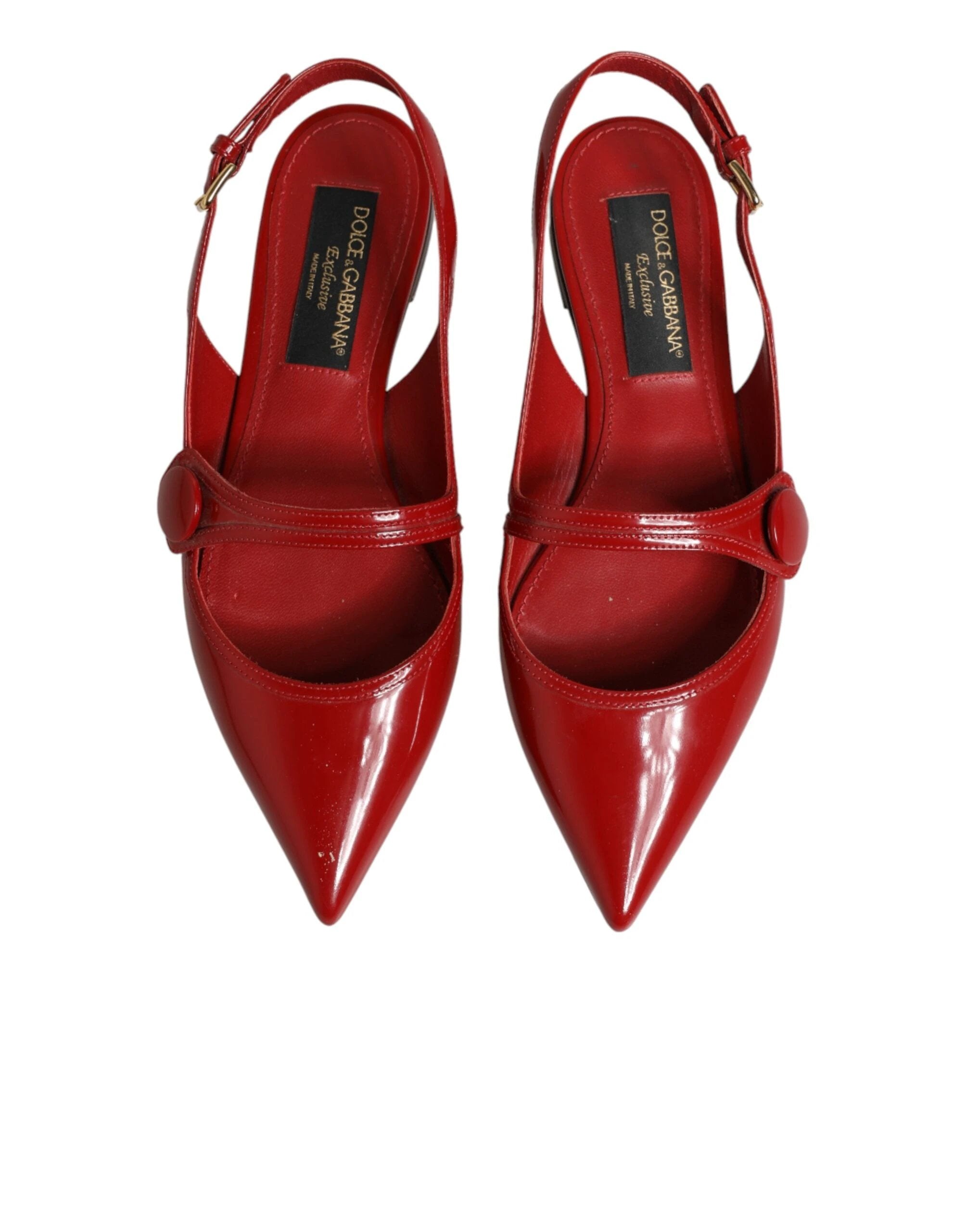 Dolce & Gabbana Red Leather Slingback Flats Sandals Shoes by Dolce & Gabbana