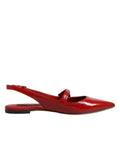 Dolce & Gabbana Red Leather Slingback Flats Sandals Shoes by Dolce & Gabbana