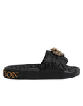 Dolce & Gabbana Black Devotion Matelassé Leather Slides Shoes by Dolce & Gabbana