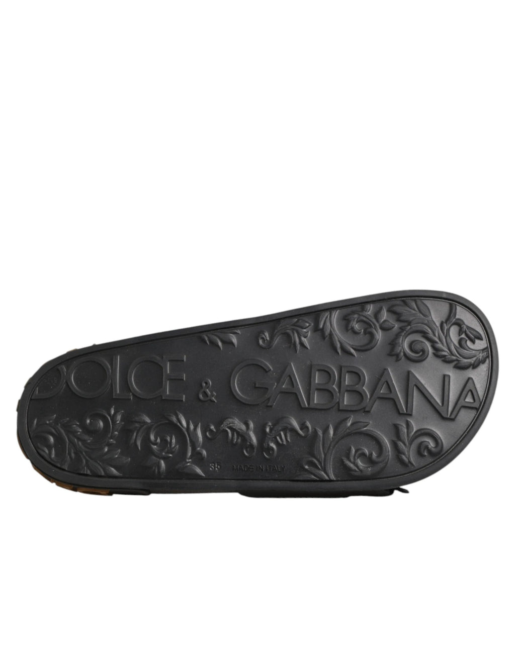 Dolce & Gabbana Black Devotion Matelassé Leather Slides Shoes by Dolce & Gabbana