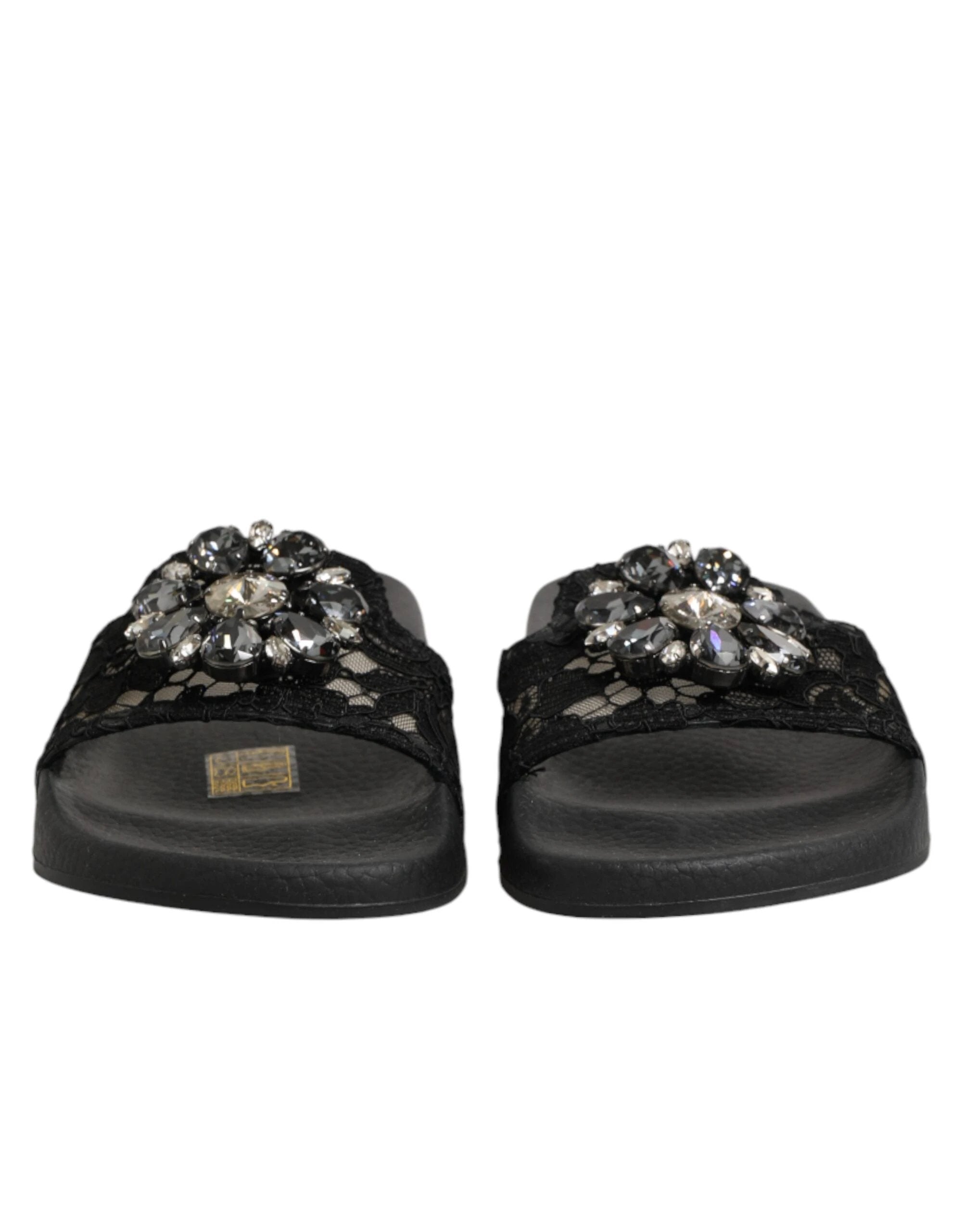 Dolce & Gabbana Black Devotion Matelassé Leather Slides Shoes by Dolce & Gabbana