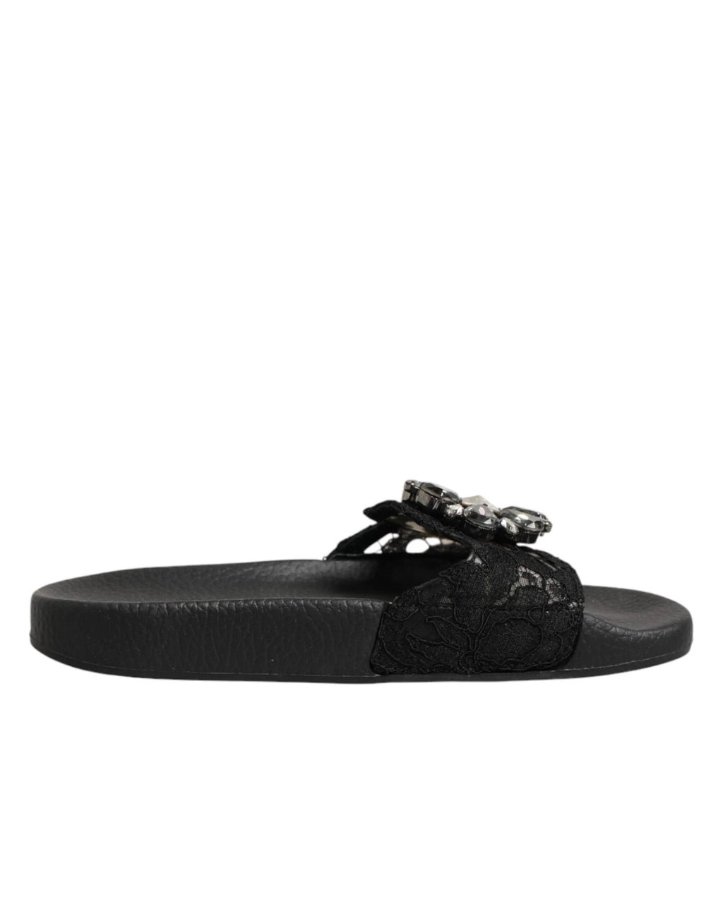 Dolce & Gabbana Black Devotion Matelassé Leather Slides Shoes by Dolce & Gabbana