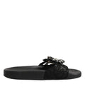 Dolce & Gabbana Black Devotion Matelassé Leather Slides Shoes by Dolce & Gabbana