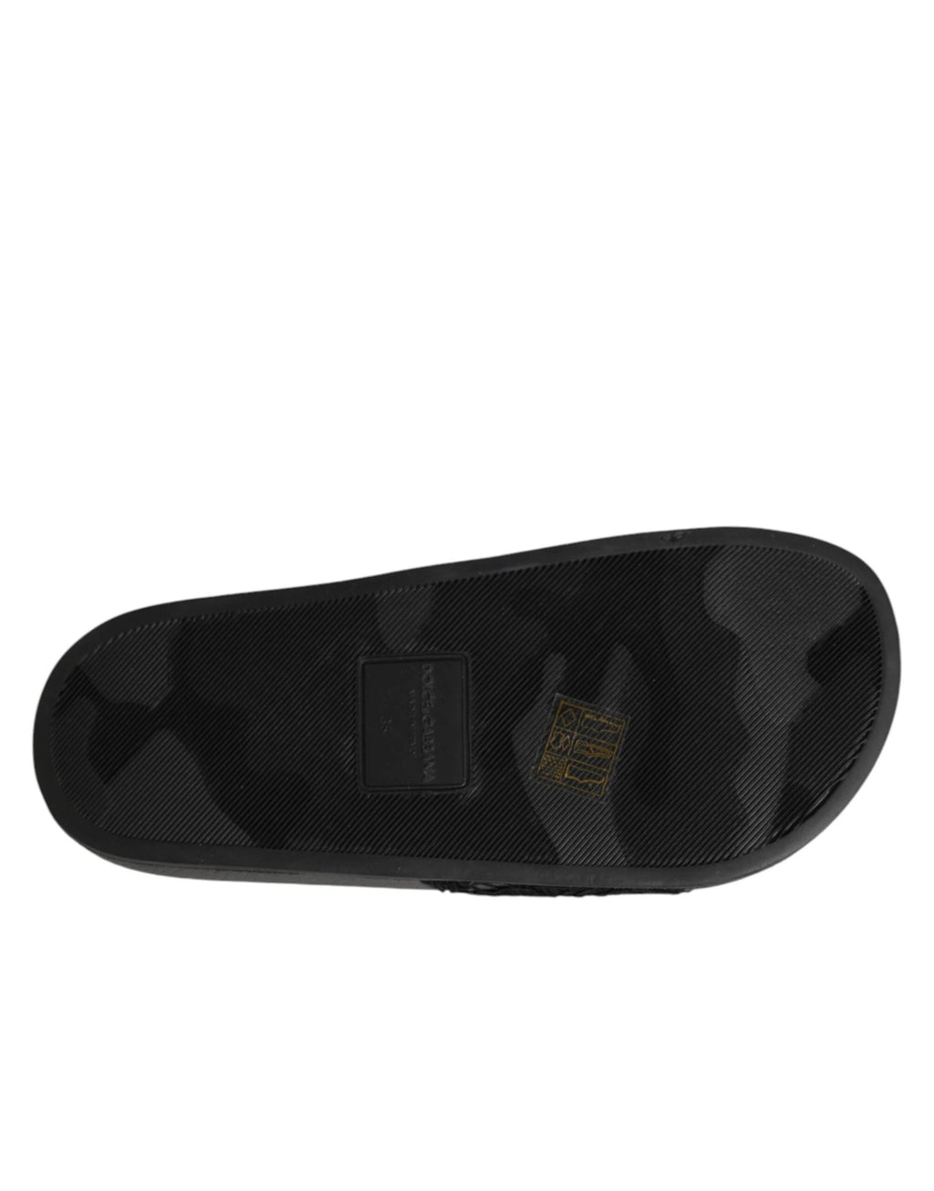 Dolce & Gabbana Black Devotion Matelassé Leather Slides Shoes by Dolce & Gabbana
