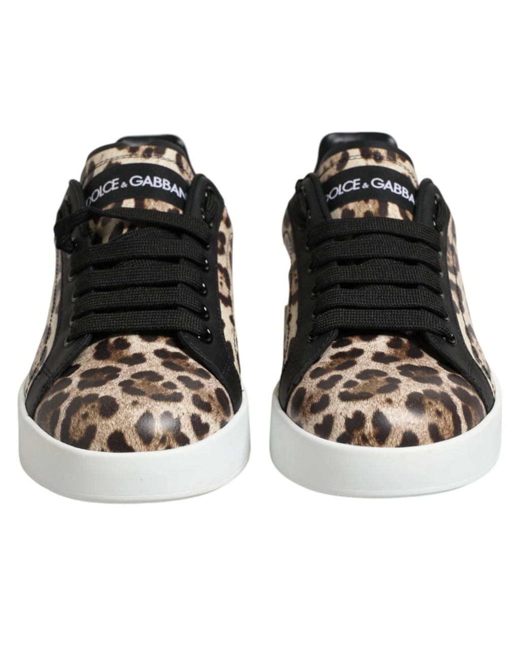 Dolce & Gabbana Brown Leather Leopard Low Top Sneakers Shoes by Dolce & Gabbana