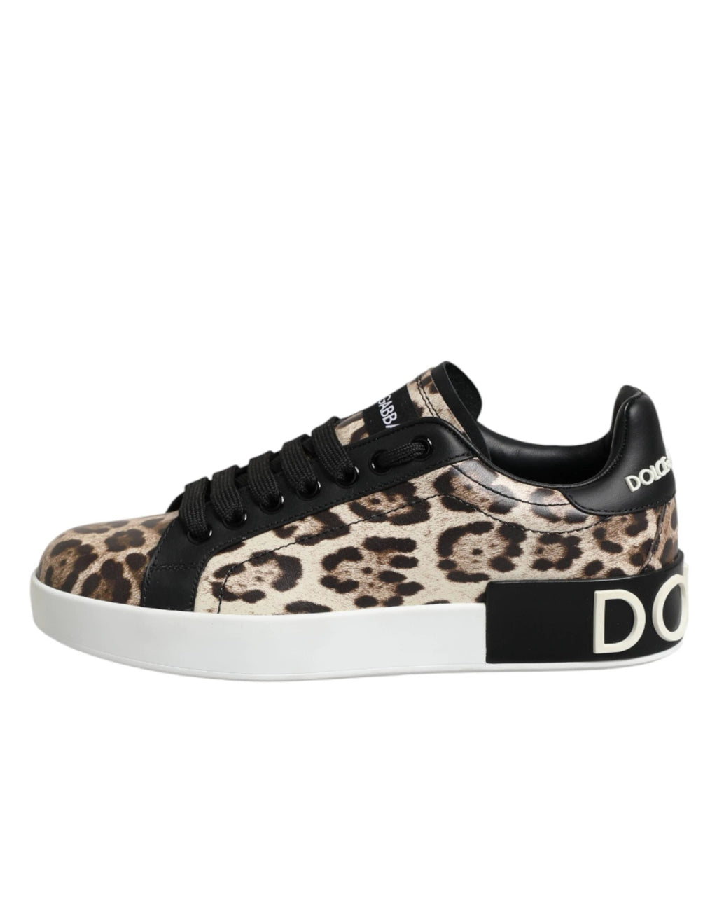 Dolce & Gabbana Brown Leather Leopard Low Top Sneakers Shoes by Dolce & Gabbana