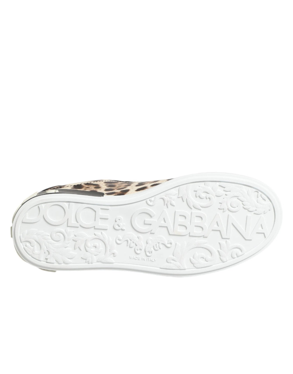 Dolce & Gabbana Brown Leather Leopard Low Top Sneakers Shoes by Dolce & Gabbana